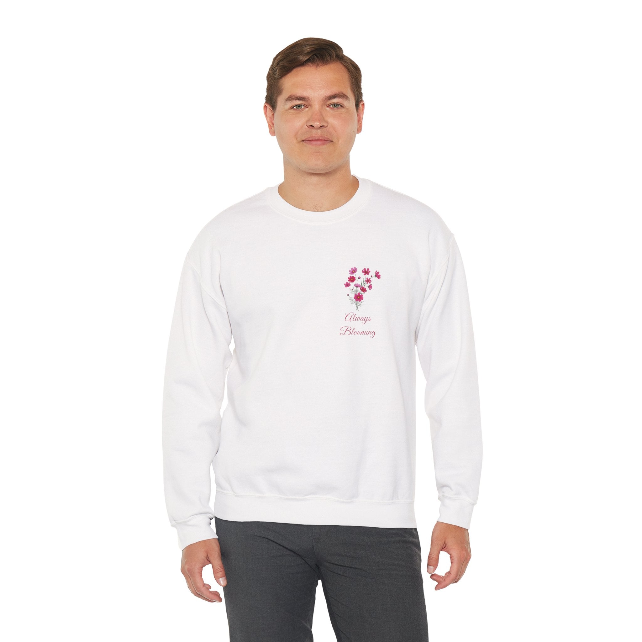 'Always Blooming' Sweatshirt —  Pink Blossom Design Crewneck Sweathsirt