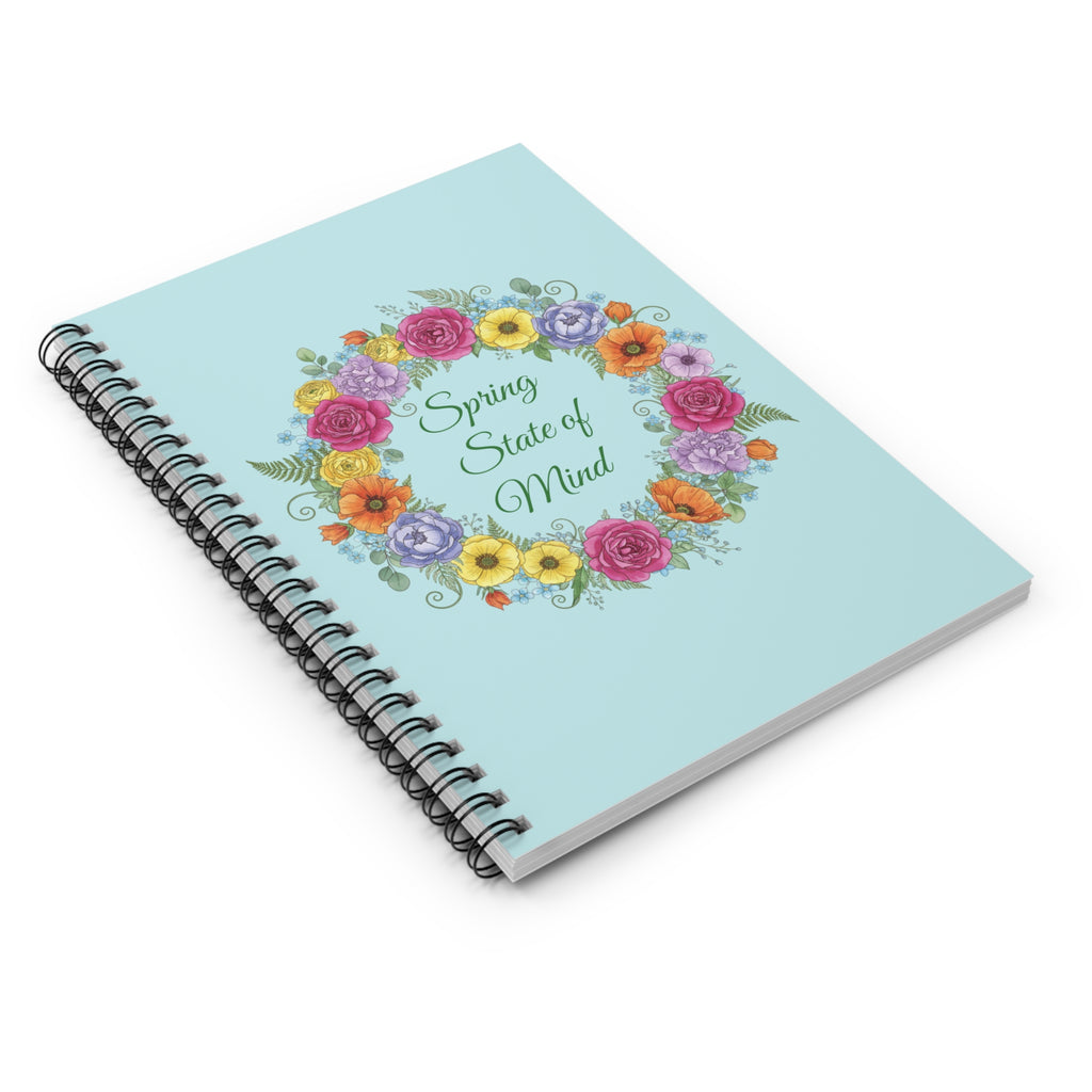 Spring State of Mind Floral Spiral Notebook - Light Blue Cover