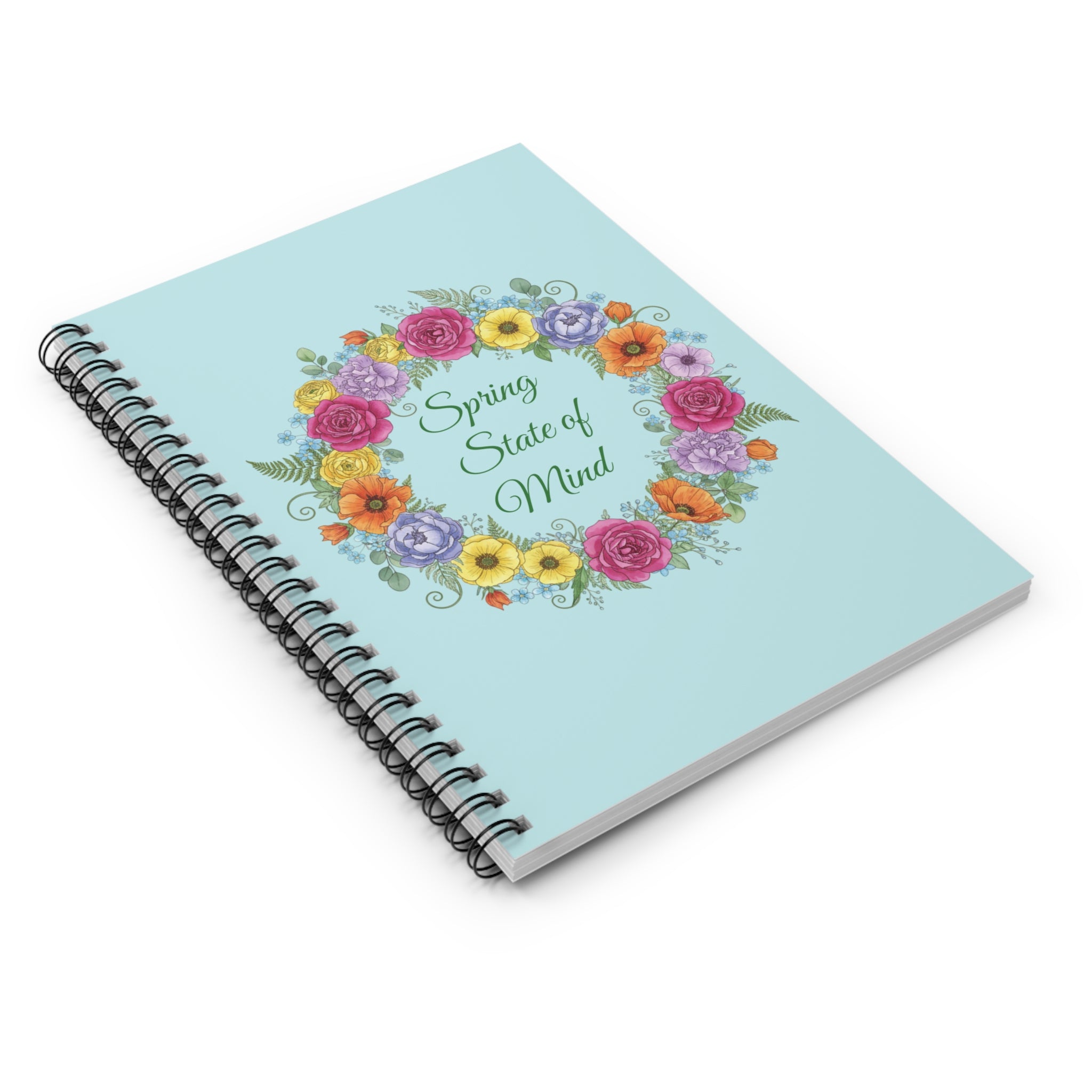 Spring State of Mind Floral Spiral Notebook - Light Blue Cover