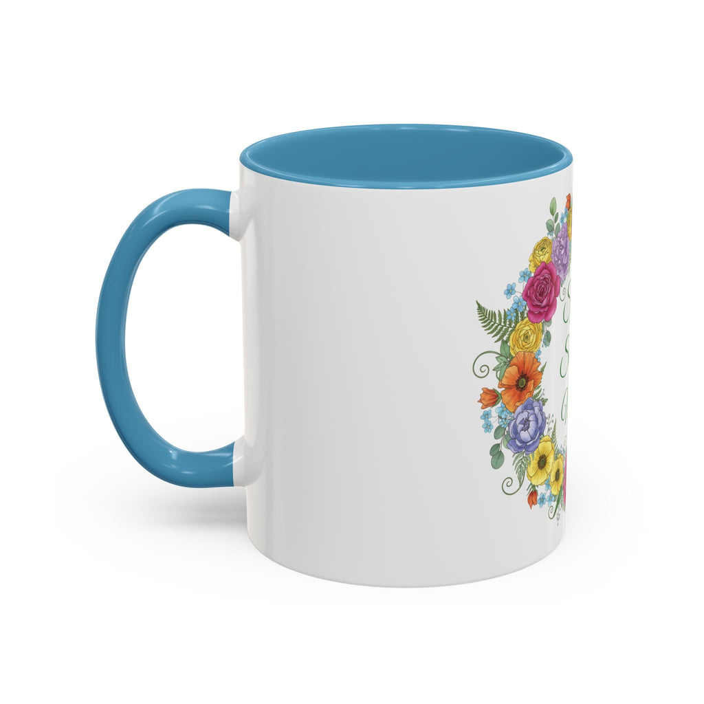 ''Spring State of Mind'' Coffee Mug — Floral Wreath Accent Cup 11/15oz