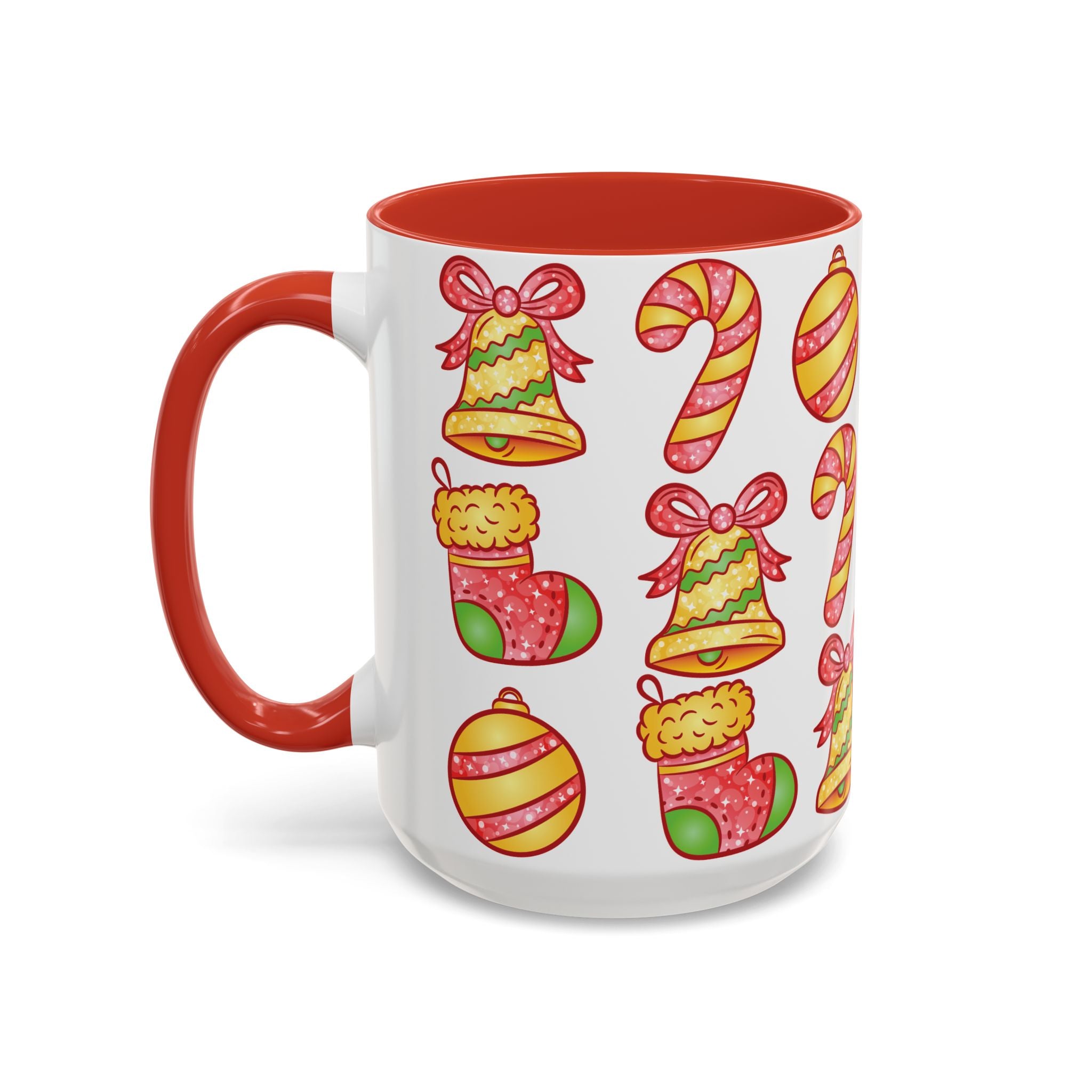 Christmas Pattern Accent Coffee Mug  (11/15oz)