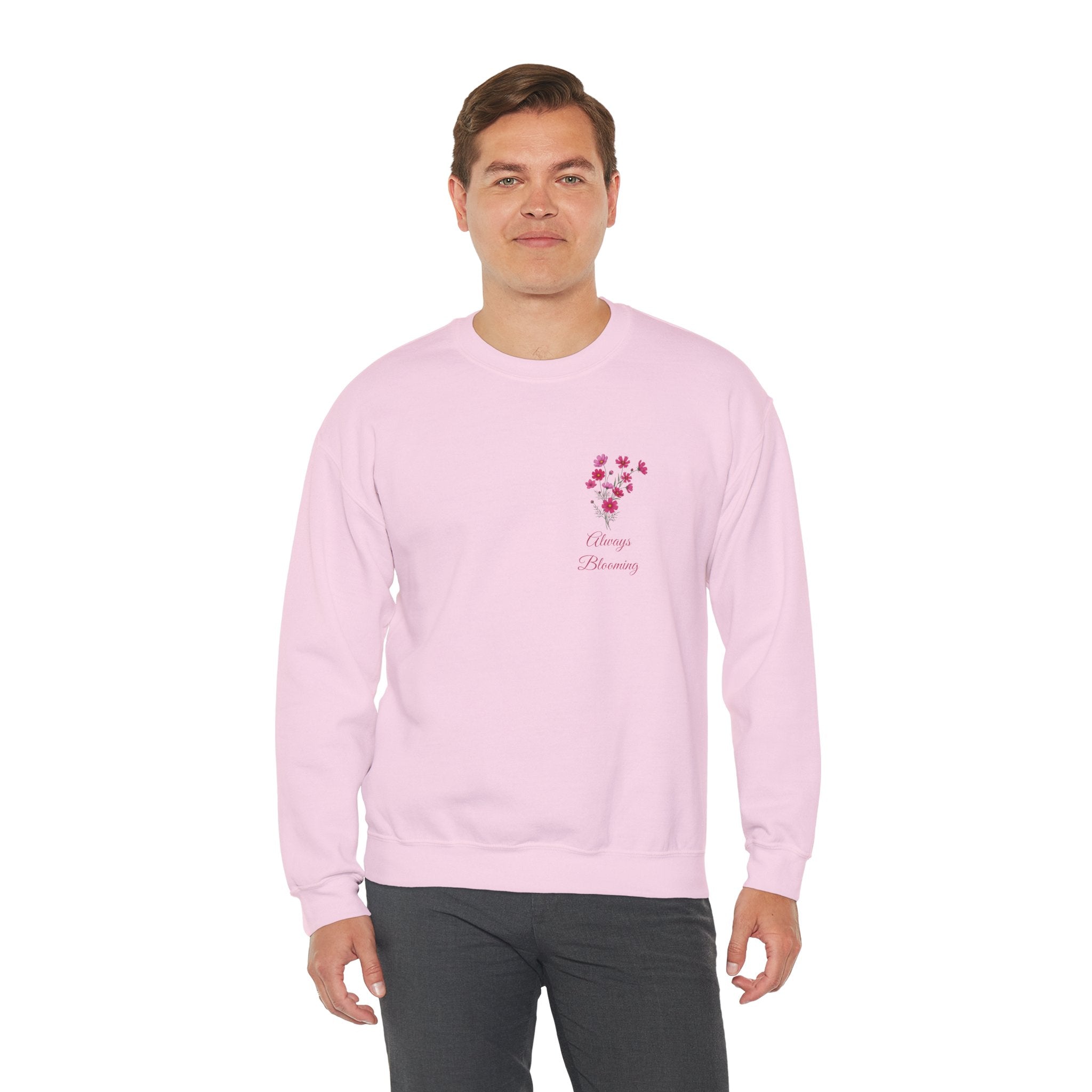 'Always Blooming' Sweatshirt —  Pink Blossom Design Crewneck Sweathsirt