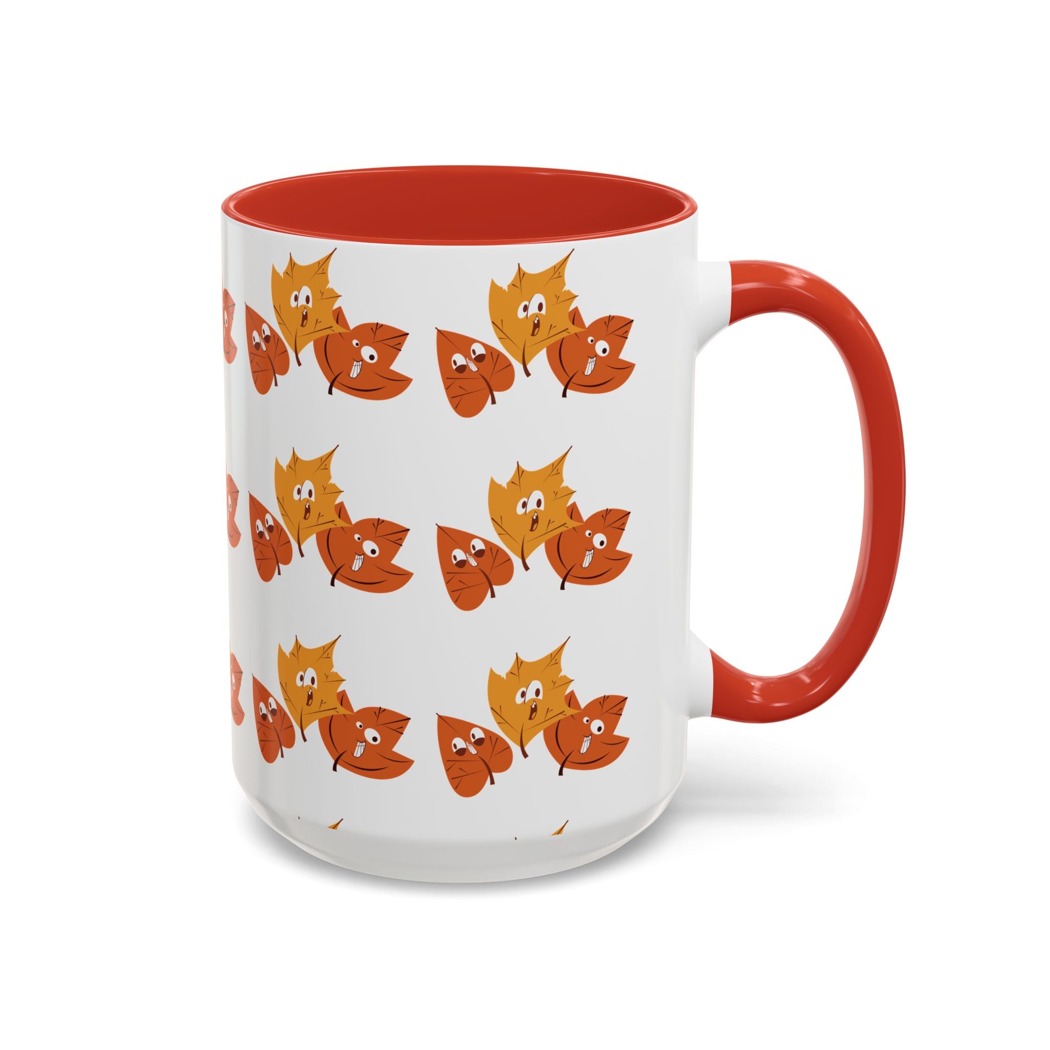 Smiley Autumn Leaves Accent Coffee Mug (11, 15oz)