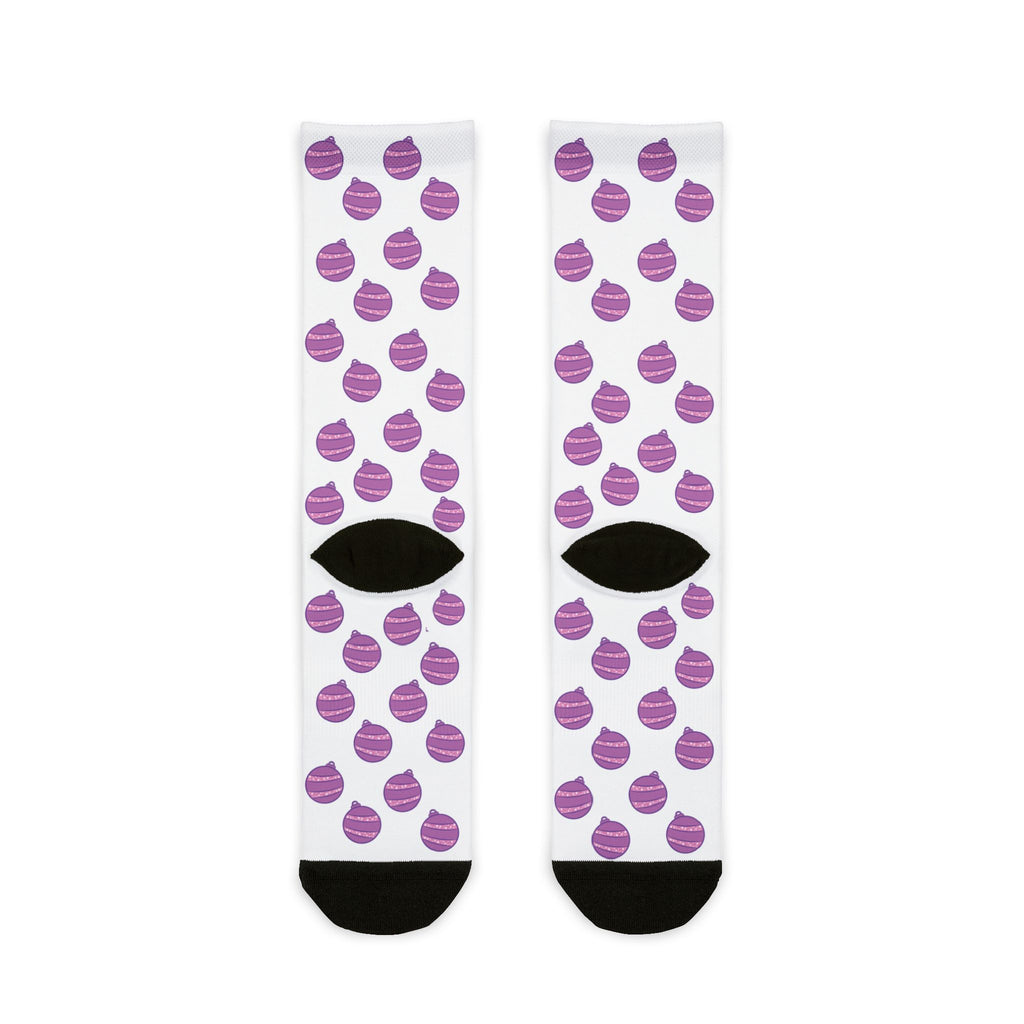 Glittery Purple Ornaments Crew Socks