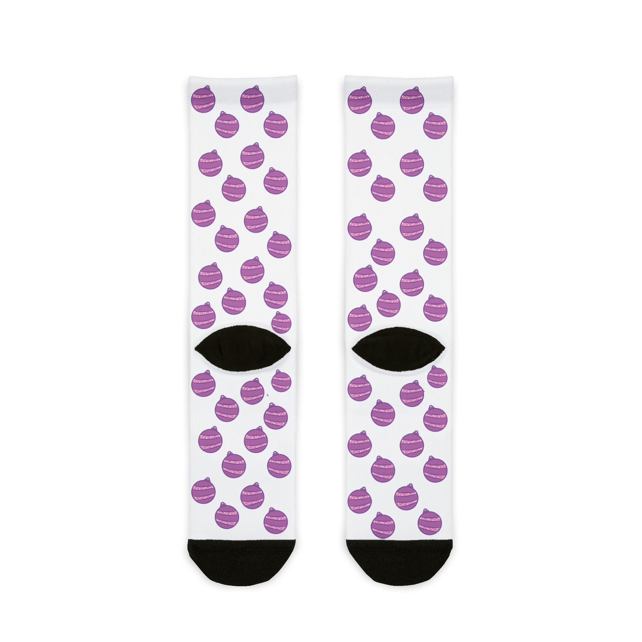 Glittery Purple Ornaments Crew Socks