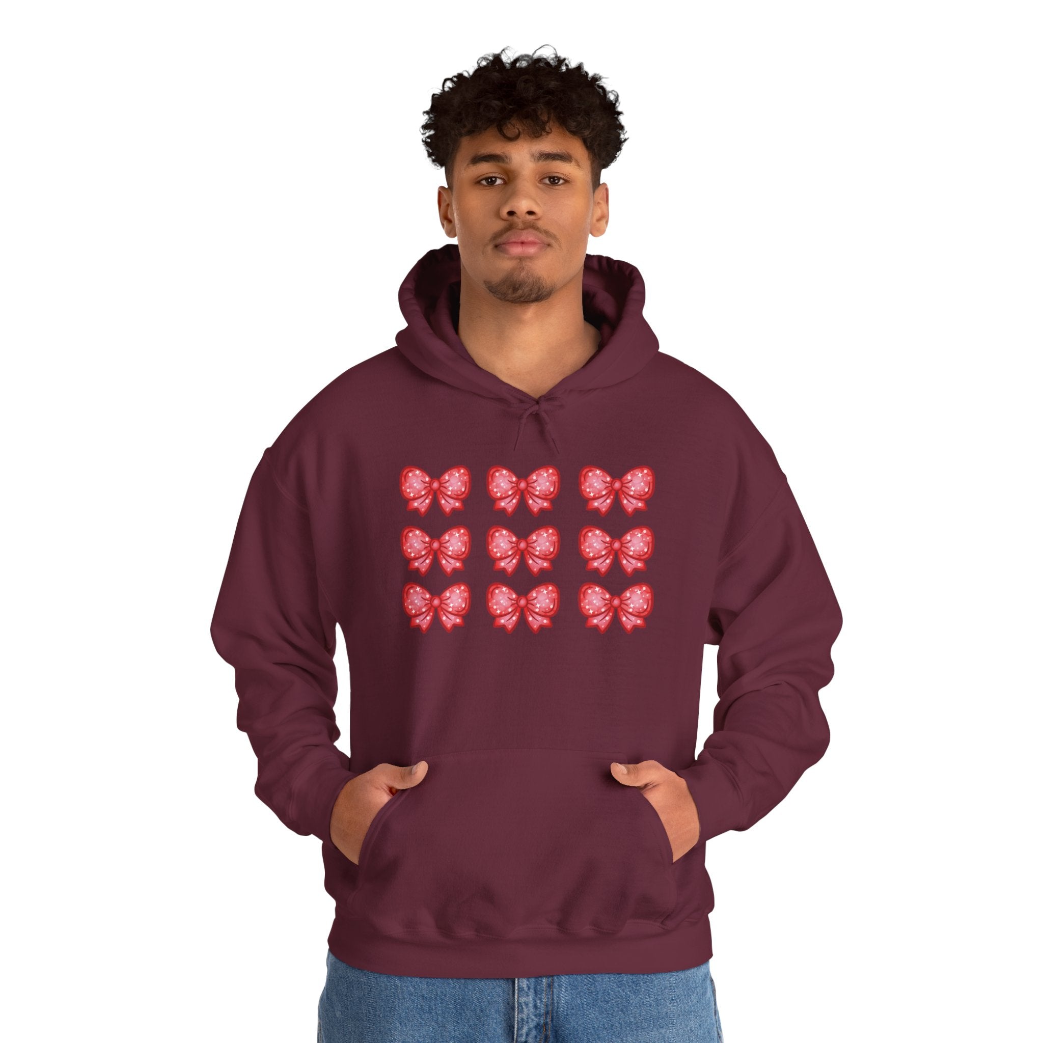 Glittery Red Bow Pattern Hoodie