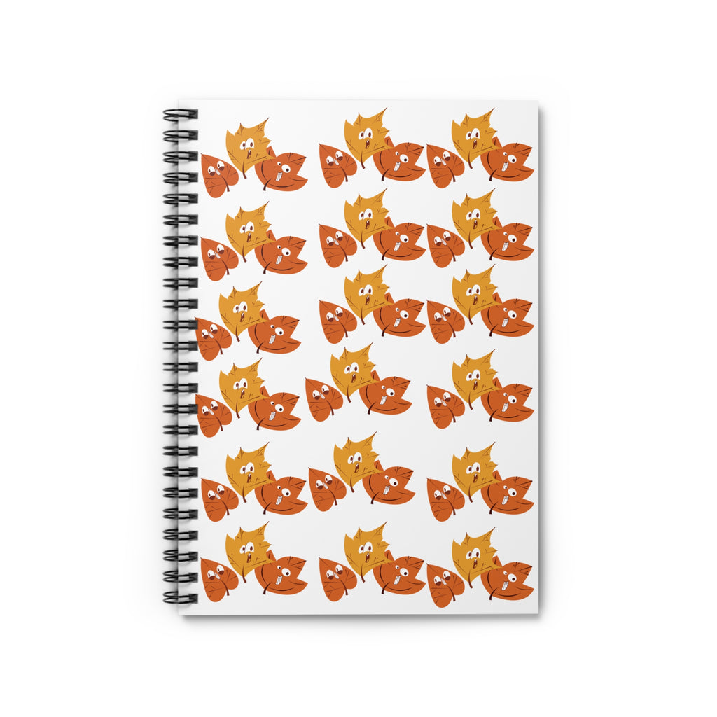 Smiley Autumn Leaves Spiral Notebook - Ruled Line