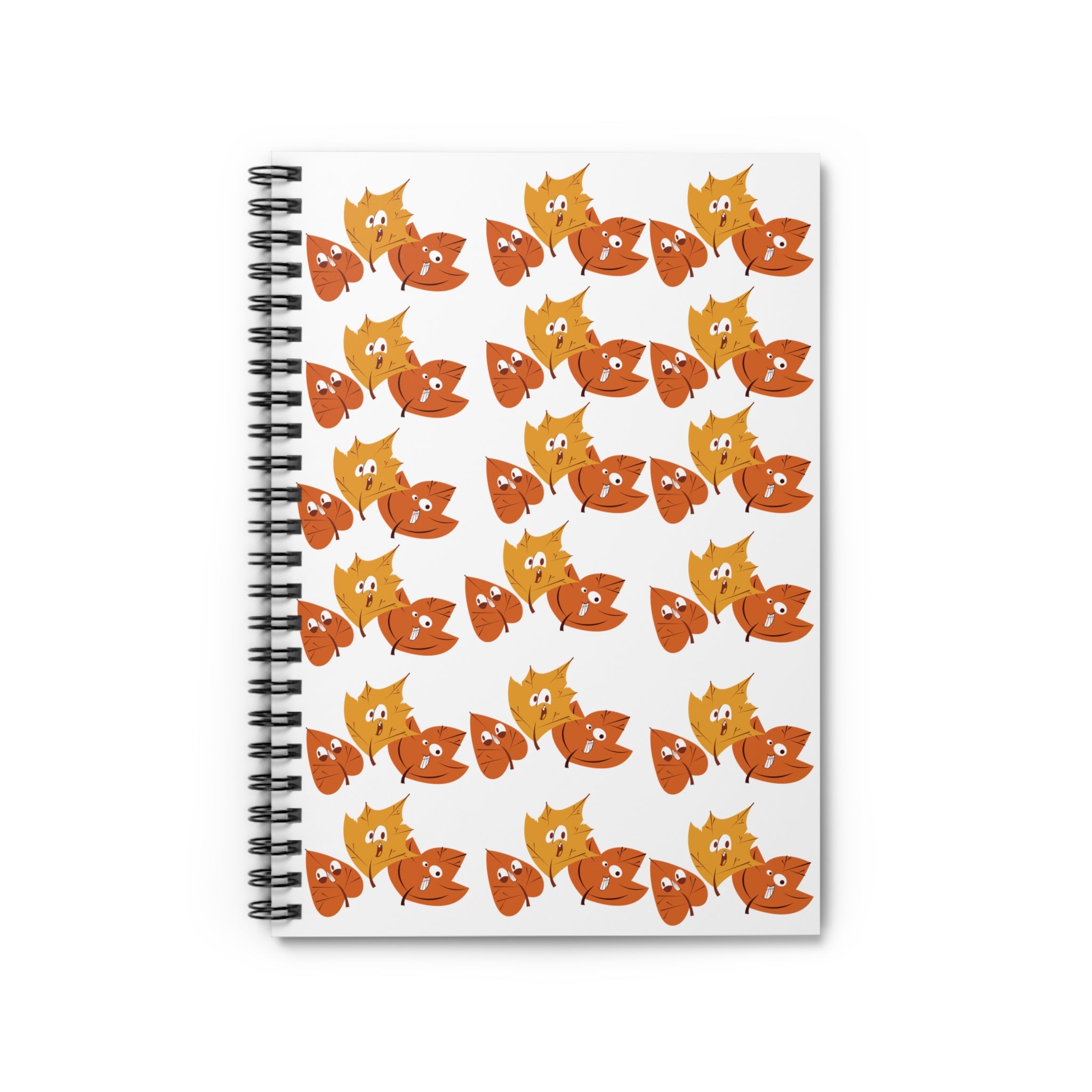 Smiley Autumn Leaves Spiral Notebook - Ruled Line