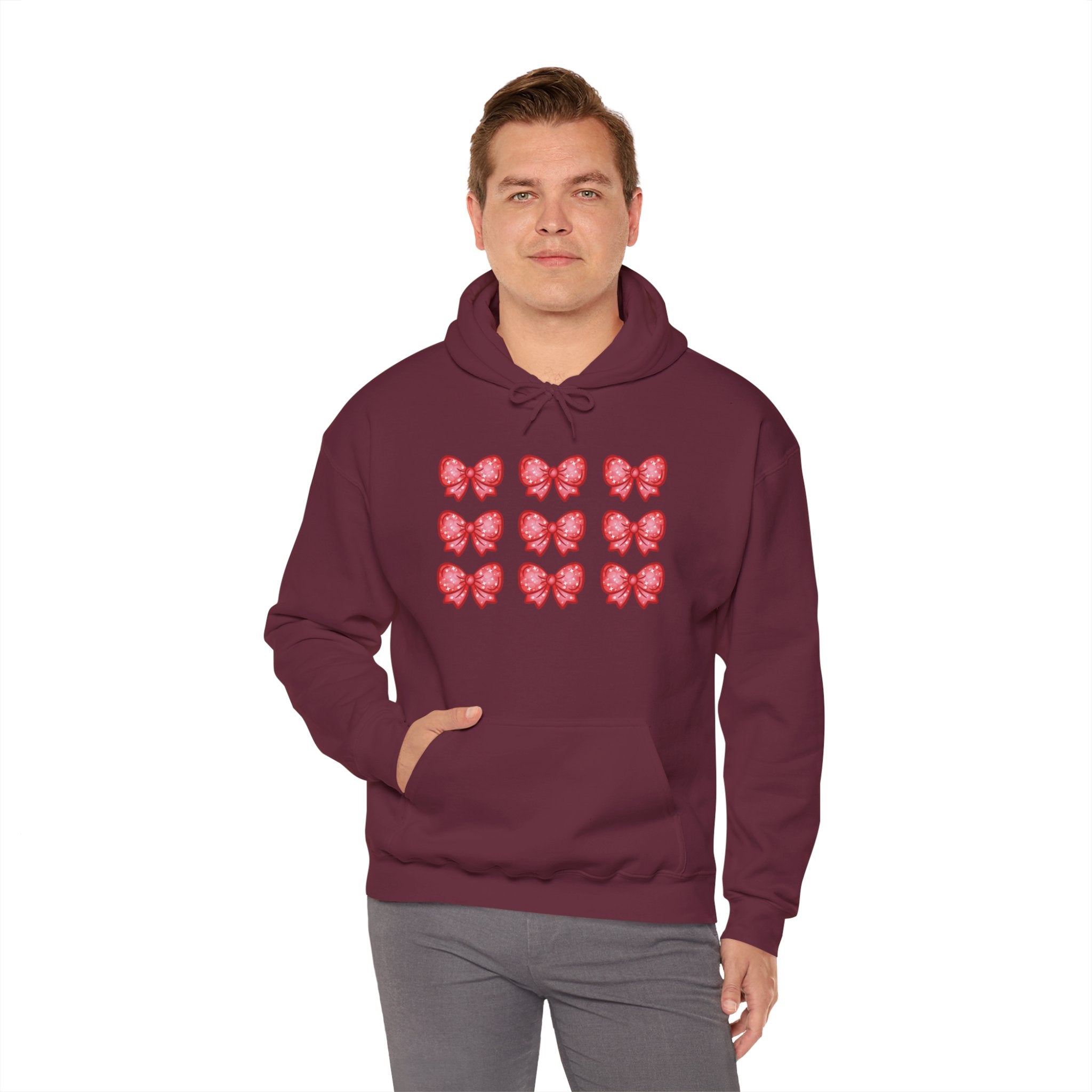 Glittery Red Bow Pattern Hoodie