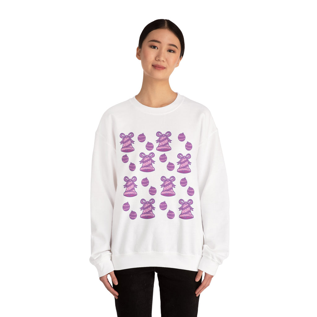 Glittery Purple-Pink Holiday Pattern Crewneck Sweatshirt