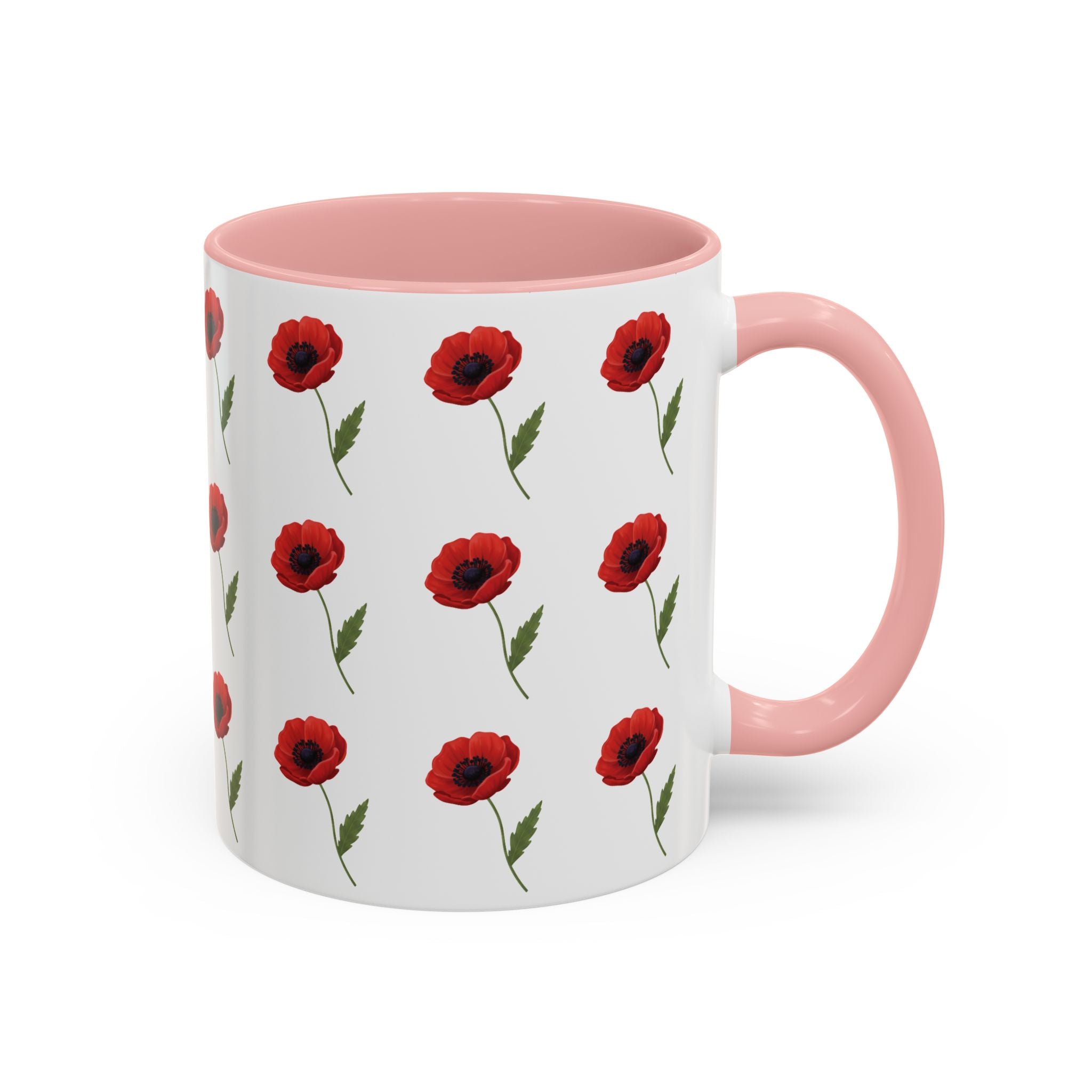 Poppy Pattern Coffee Mug — Red Floral Ceramic 11/15oz