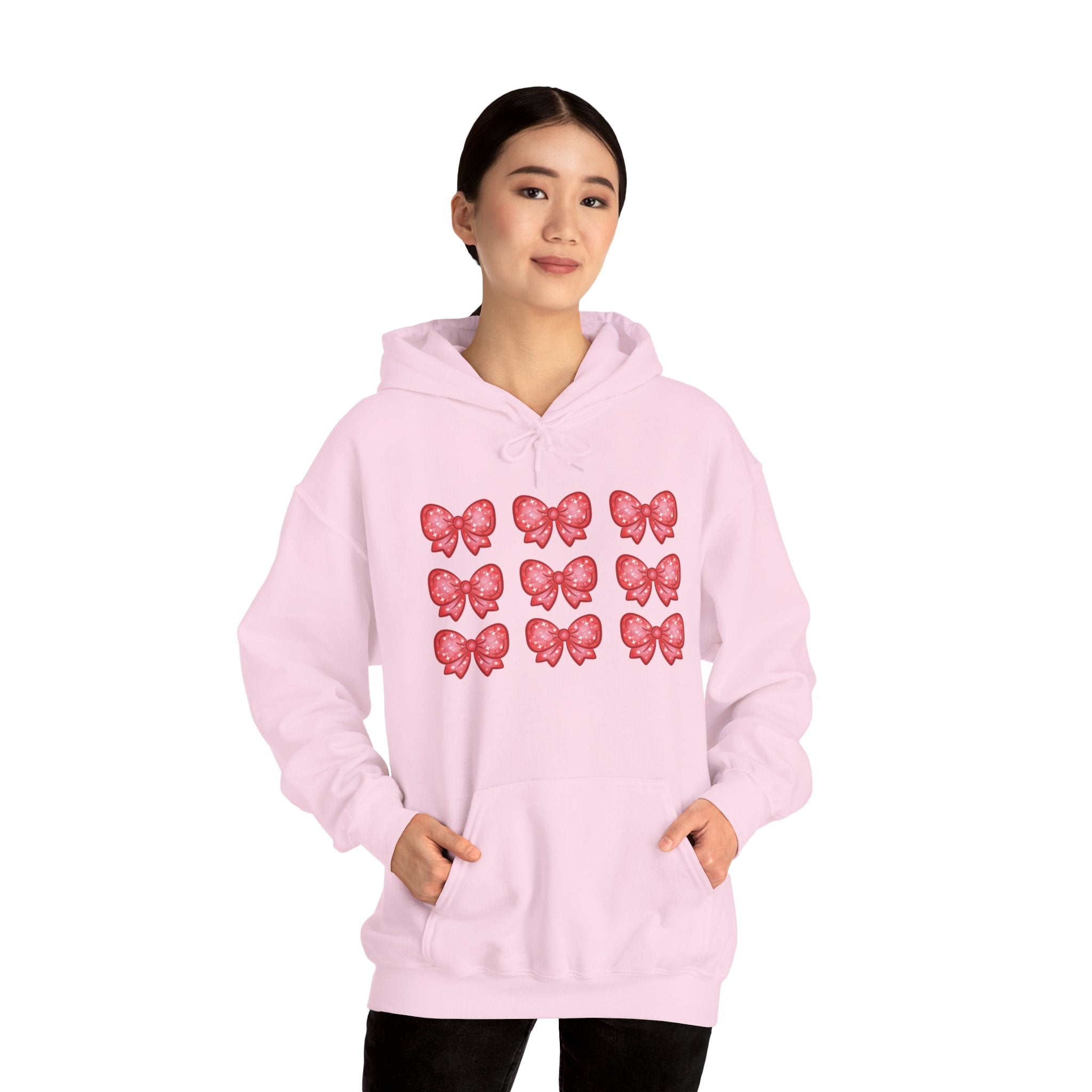 Glittery Red Bow Pattern Hoodie