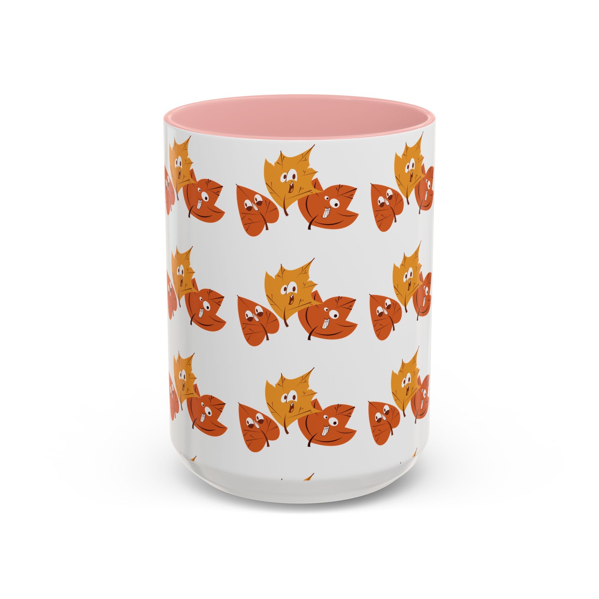 Smiley Autumn Leaves Accent Coffee Mug (11, 15oz)