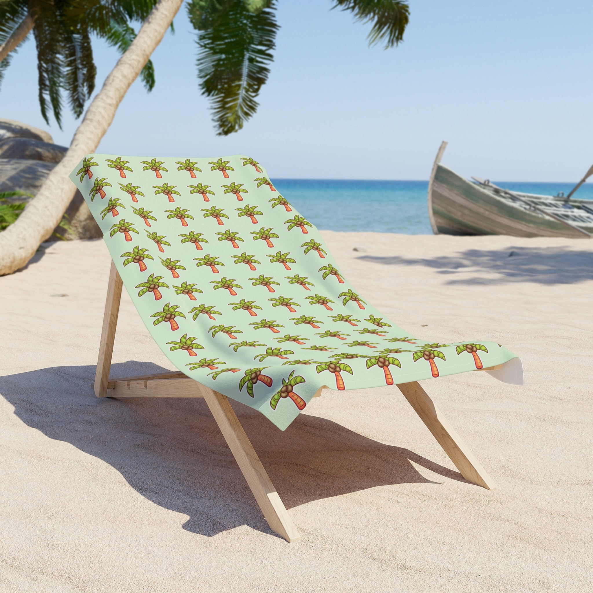 Coconut Palm Pattern Beach Towel — Tropical Summer Pool & Beach Towel - Mint