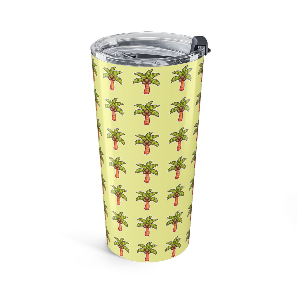 Palm Tree Pattern Tumbler — Tropical Travel Coffee Cup - Tropical Yellow