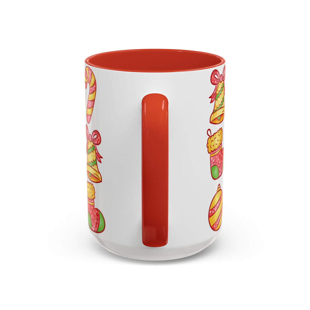 Christmas Pattern Accent Coffee Mug  (11/15oz)
