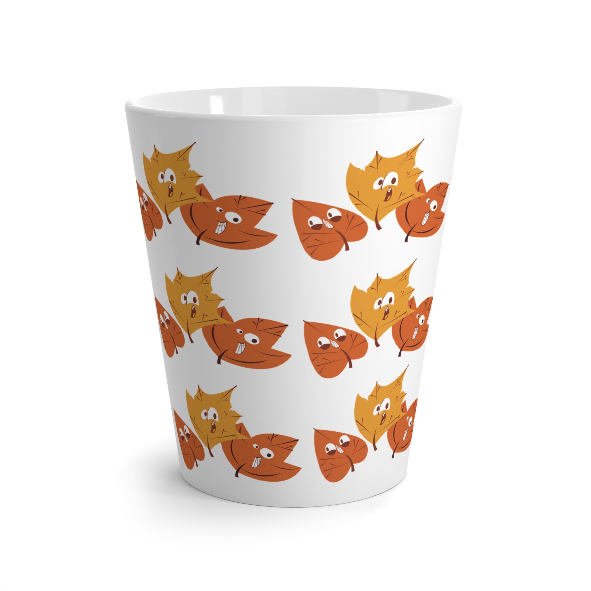 Smiley Autumn Leaves Latte Mug