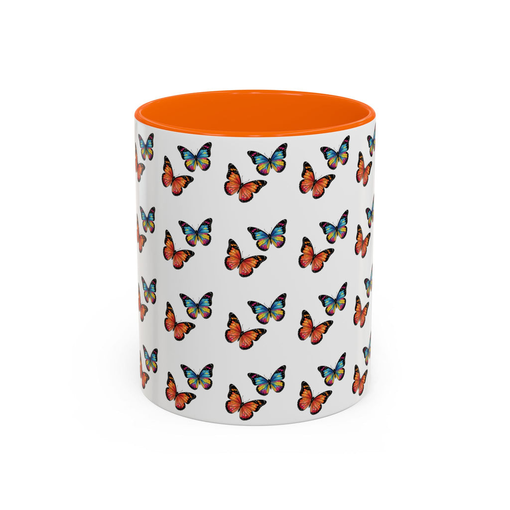Butterfly Pattern Coffee Mug — Colorful Sunset Butterflies, 11/15oz