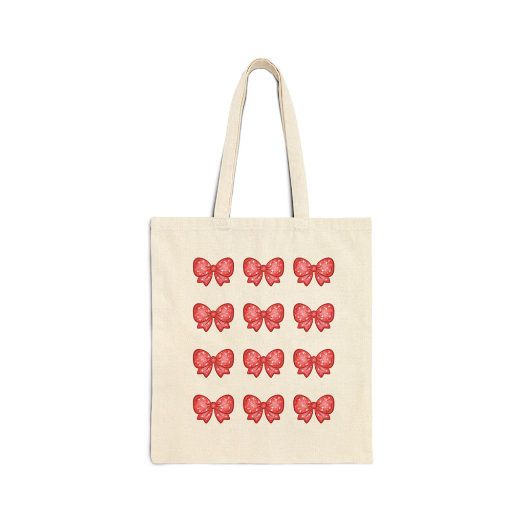 Glittery Red Bow Pattern Tote Bag