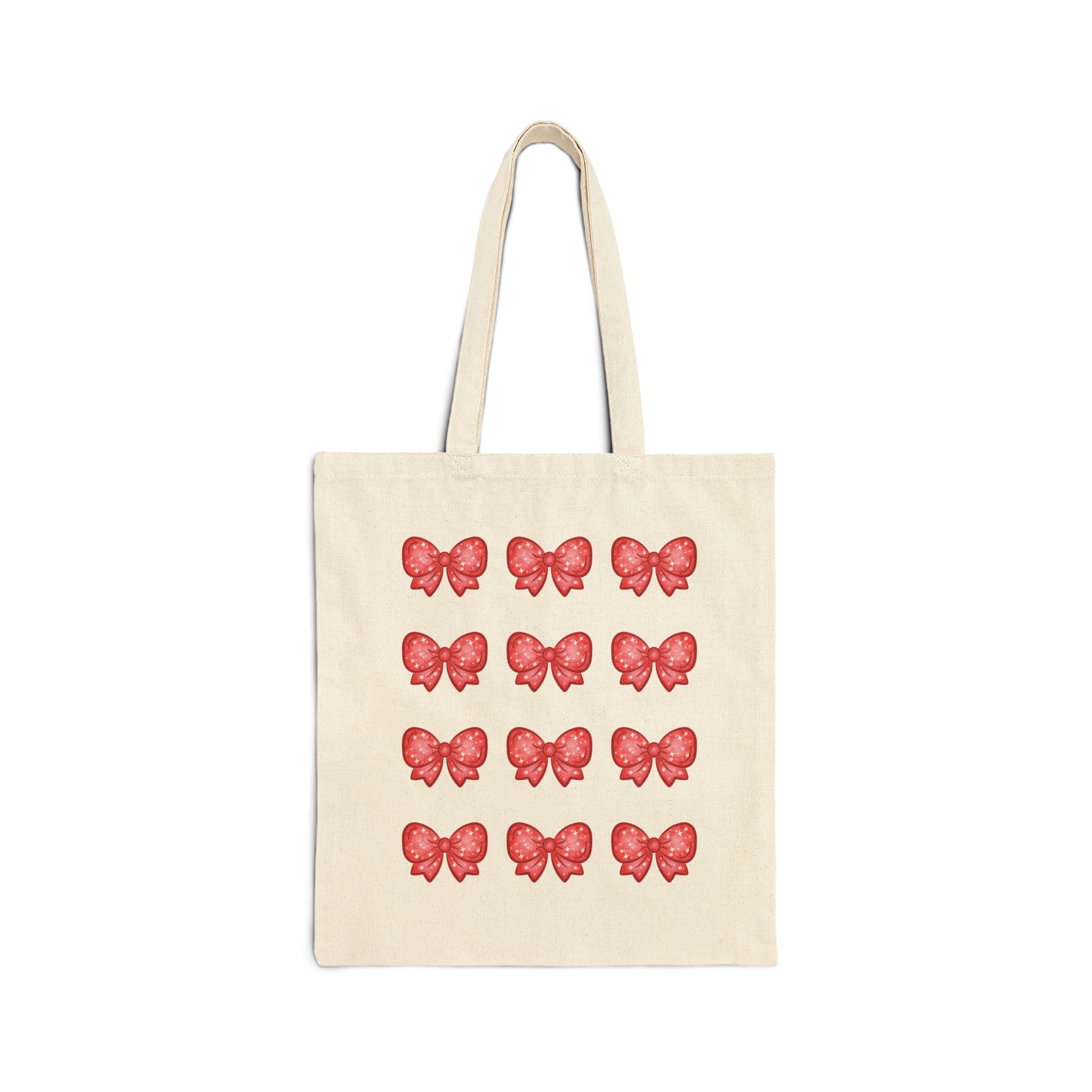Glittery Red Bow Pattern Tote Bag