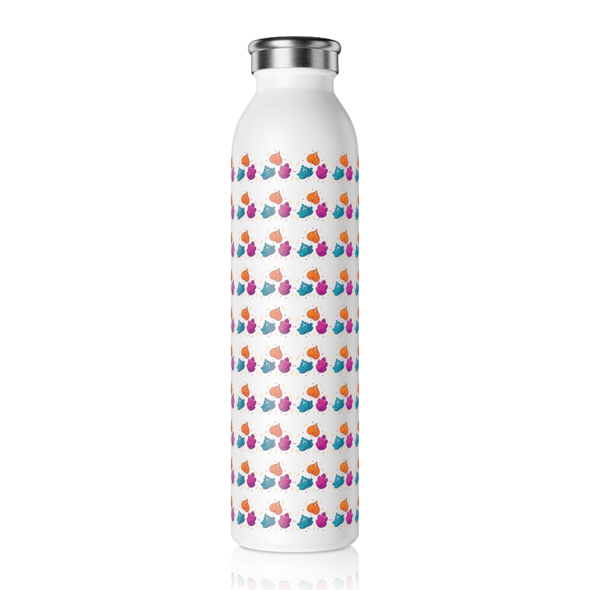 Bright Vibrant Leaves Slim Water Bottle