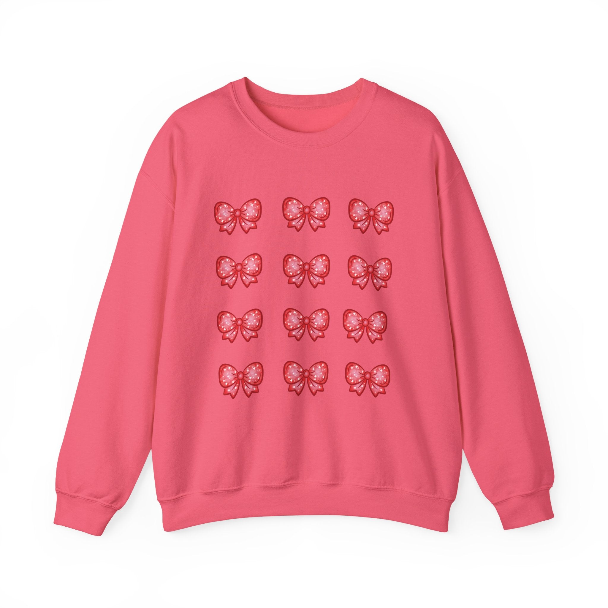 Glittery Red Bow Pattern Crewneck Sweatshirt