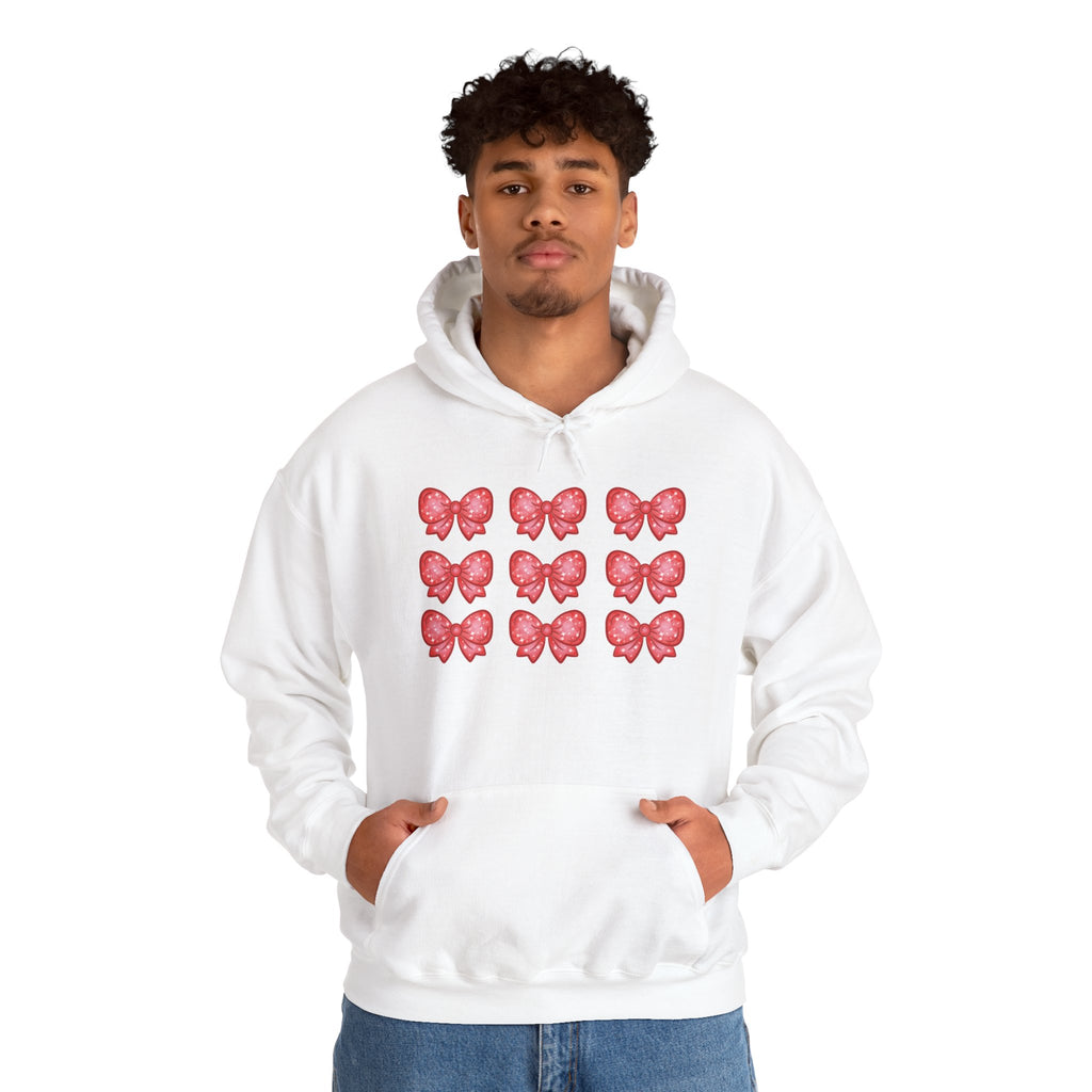 Glittery Red Bow Pattern Hoodie