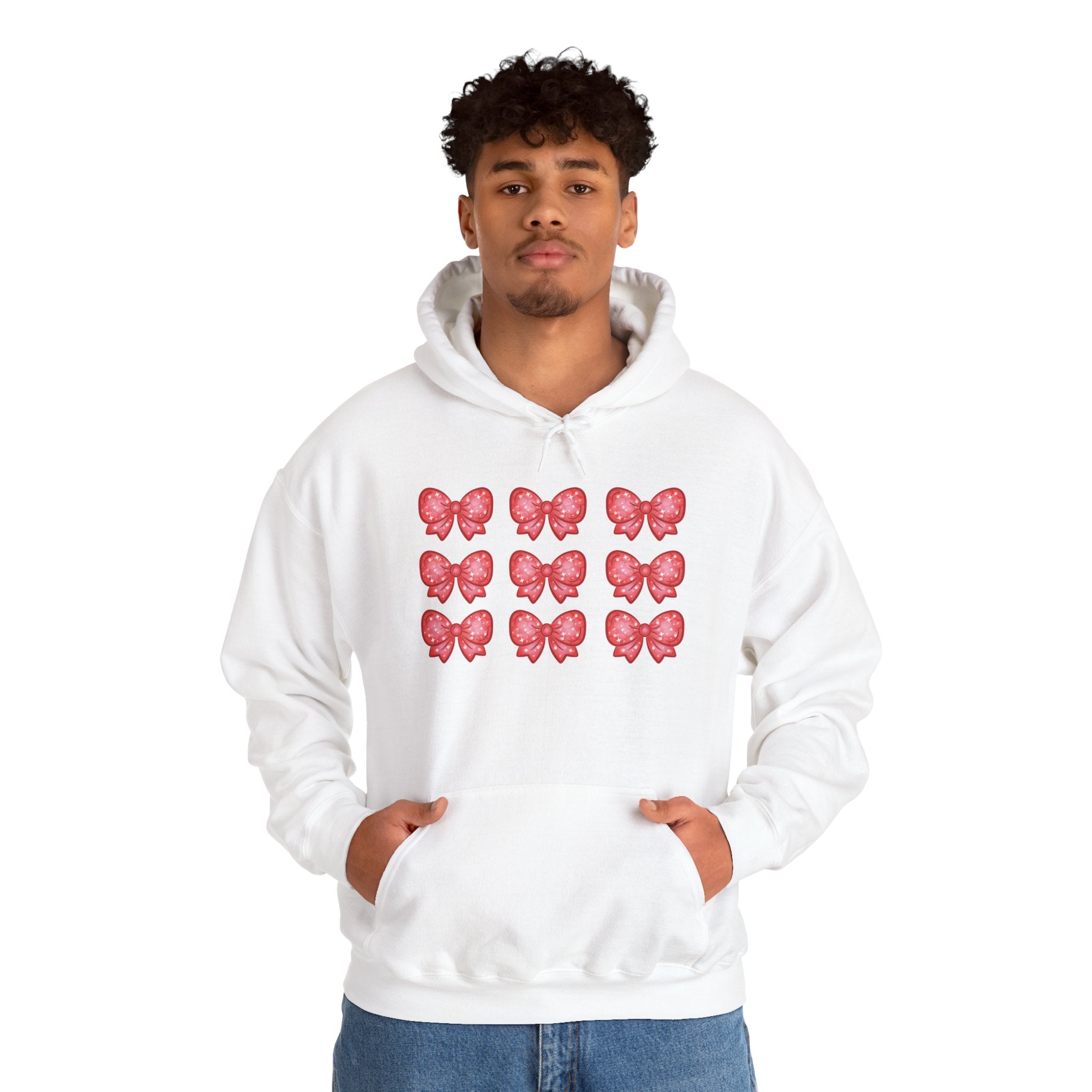 Glittery Red Bow Pattern Hoodie