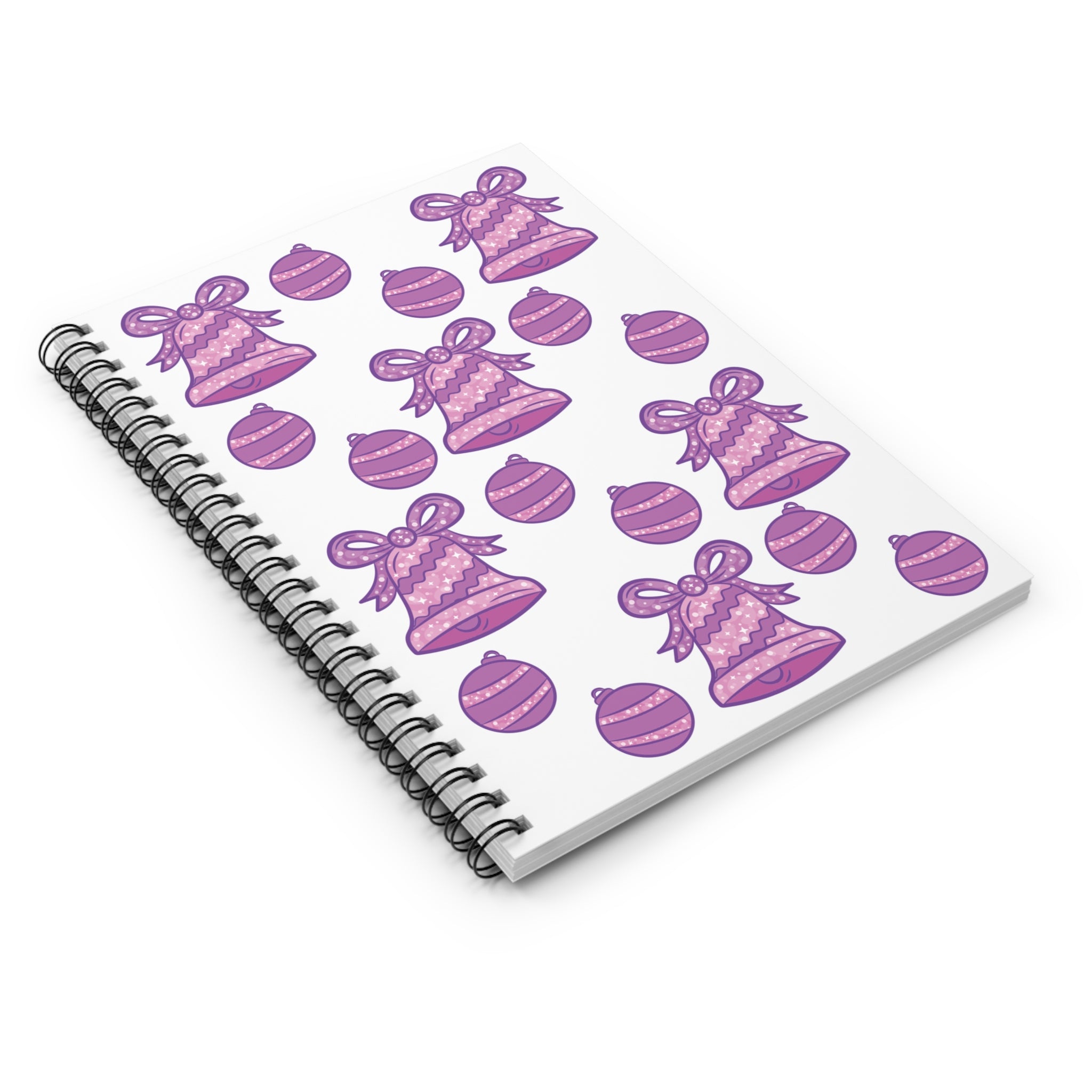 Glittery Purple-Pink Holiday Pattern Spiral Notebook — Ruled Line