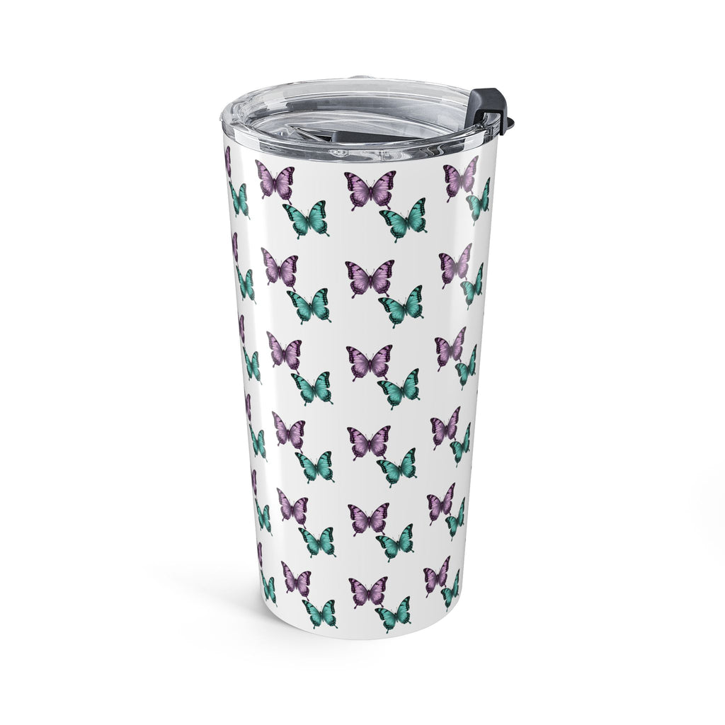 Butterfly Pattern Tumbler – Purple & Turquoise Spring Travel Cup