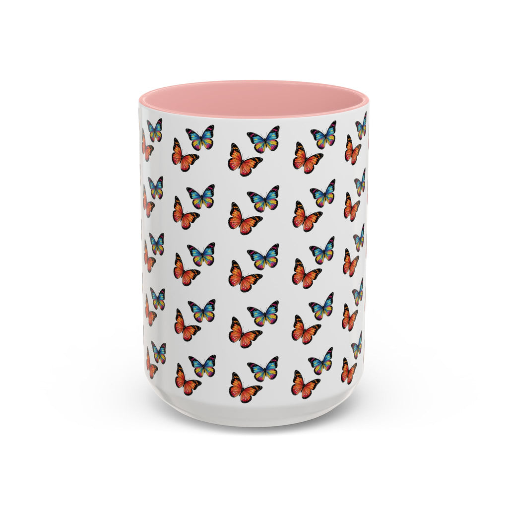 Butterfly Pattern Coffee Mug — Colorful Sunset Butterflies, 11/15oz