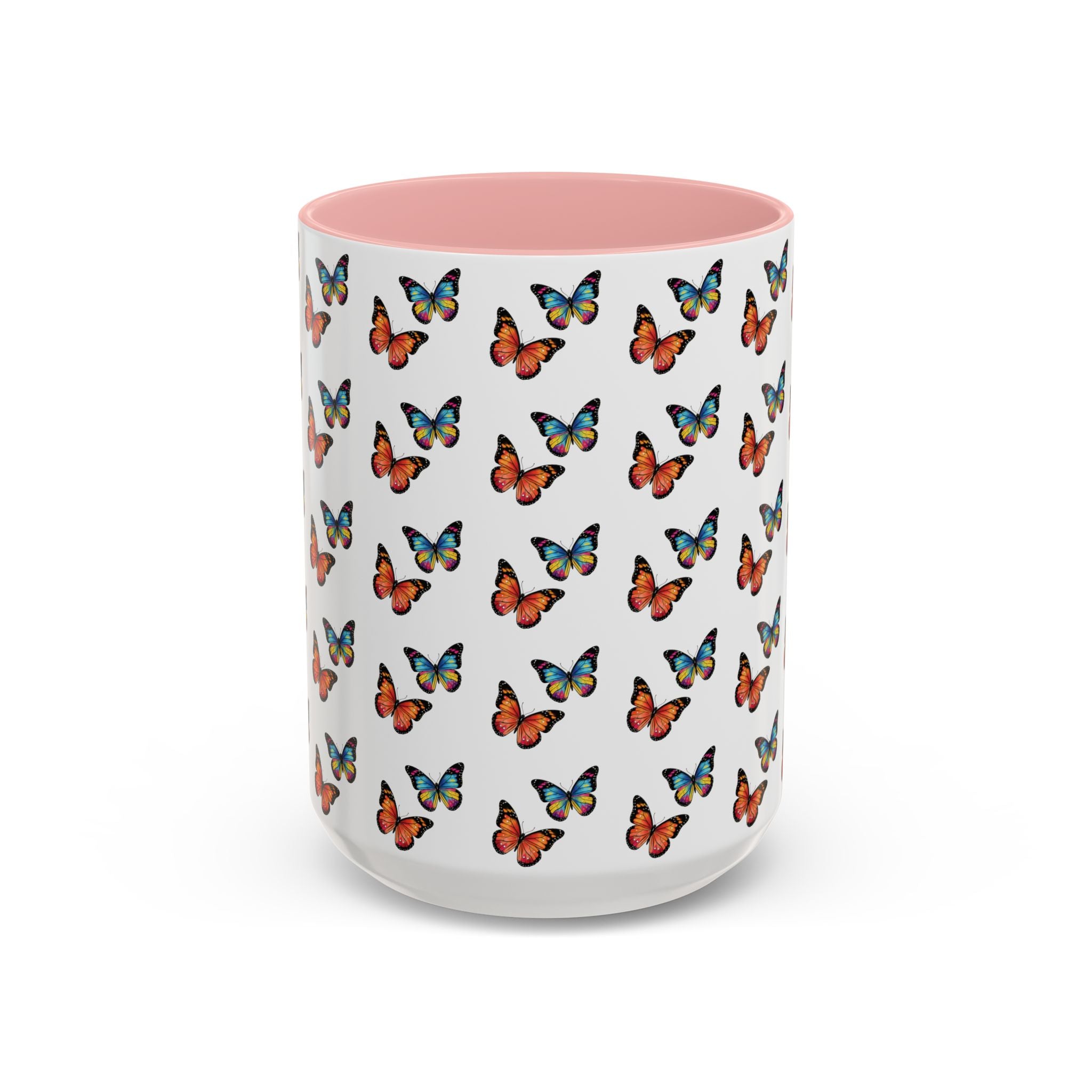 Butterfly Pattern Coffee Mug — Colorful Sunset Butterflies, 11/15oz