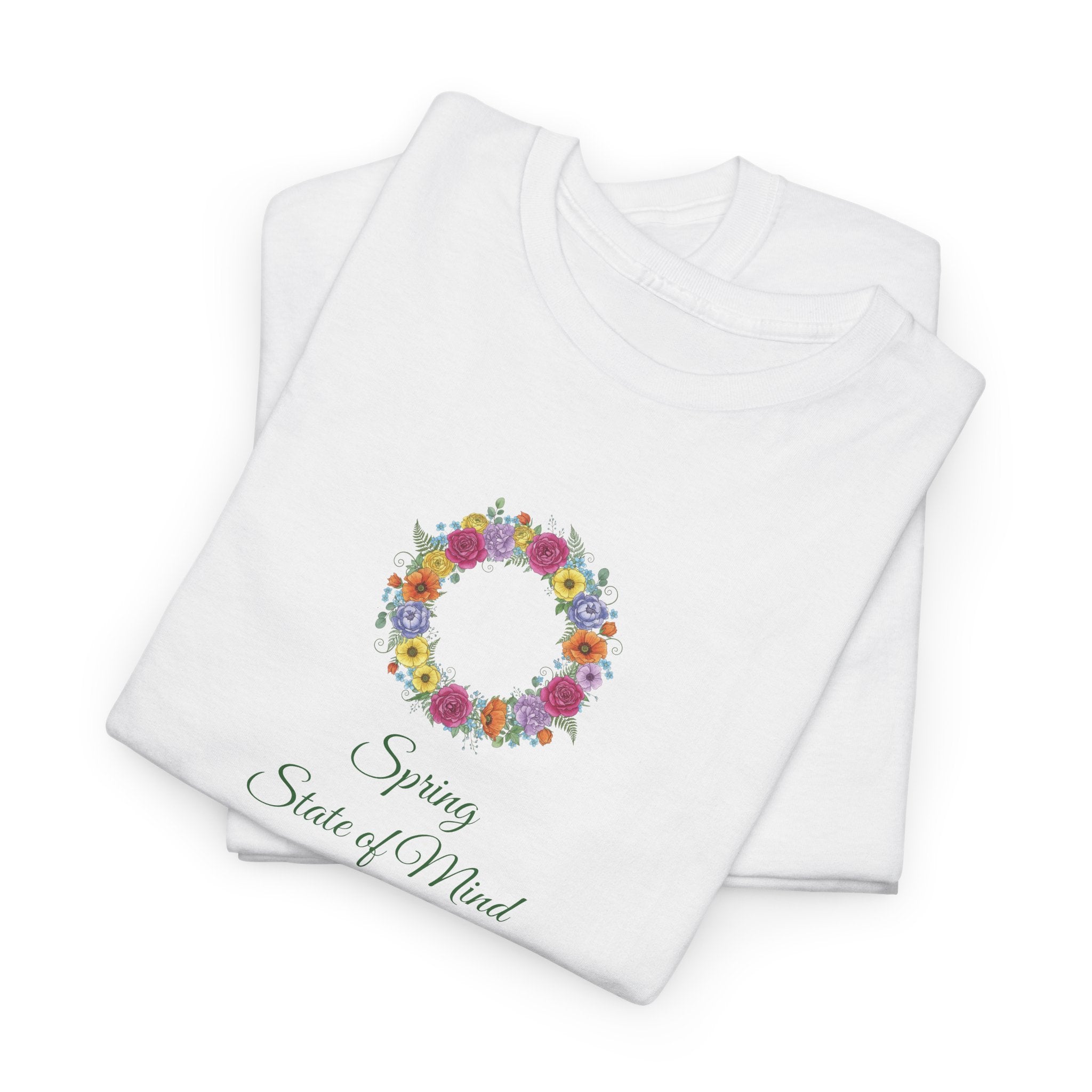''Spring State of Mind'' T-Shirt - Floral Wreath Spring Tee