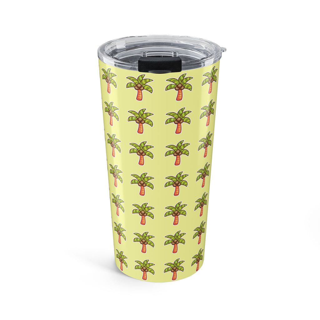 Palm Tree Pattern Tumbler — Tropical Travel Coffee Cup - Tropical Yellow
