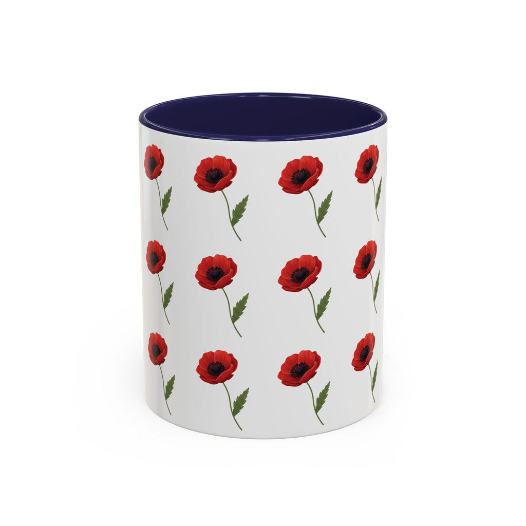 Poppy Pattern Coffee Mug — Red Floral Ceramic 11/15oz