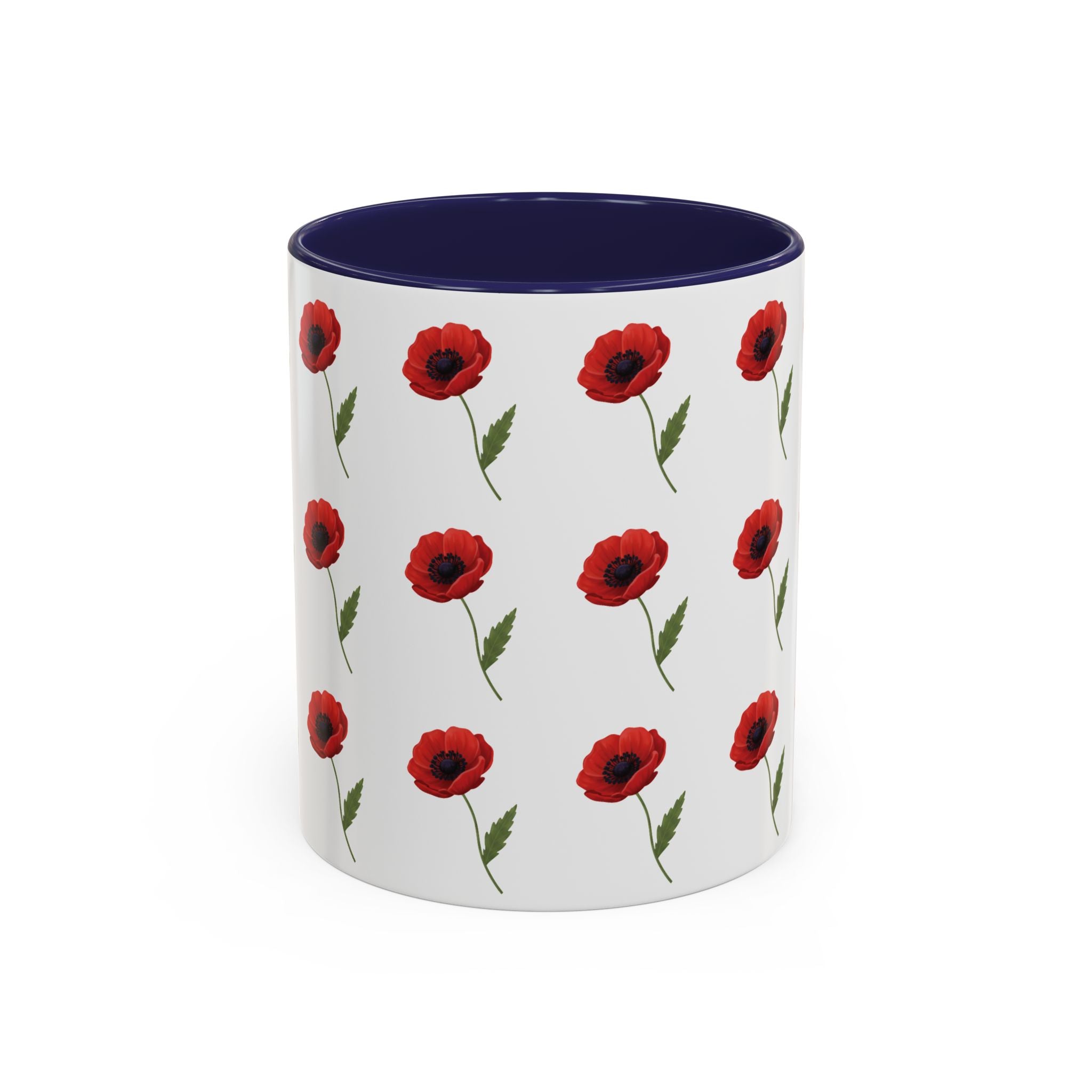 Poppy Pattern Coffee Mug — Red Floral Ceramic 11/15oz