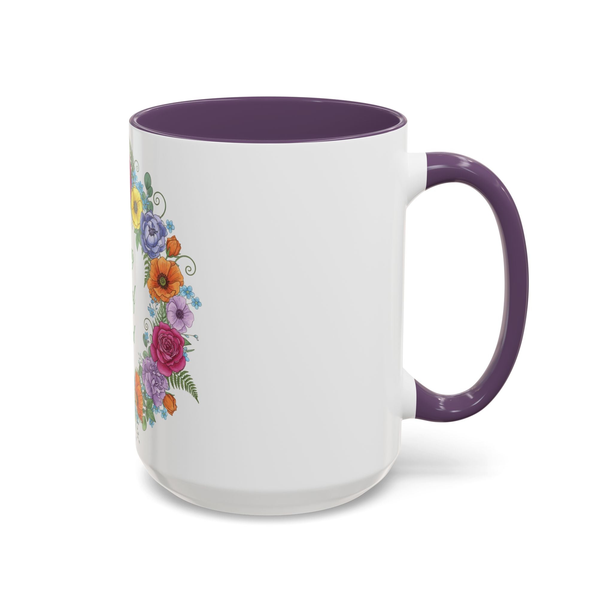 ''Spring State of Mind'' Coffee Mug — Floral Wreath Accent Cup 11/15oz