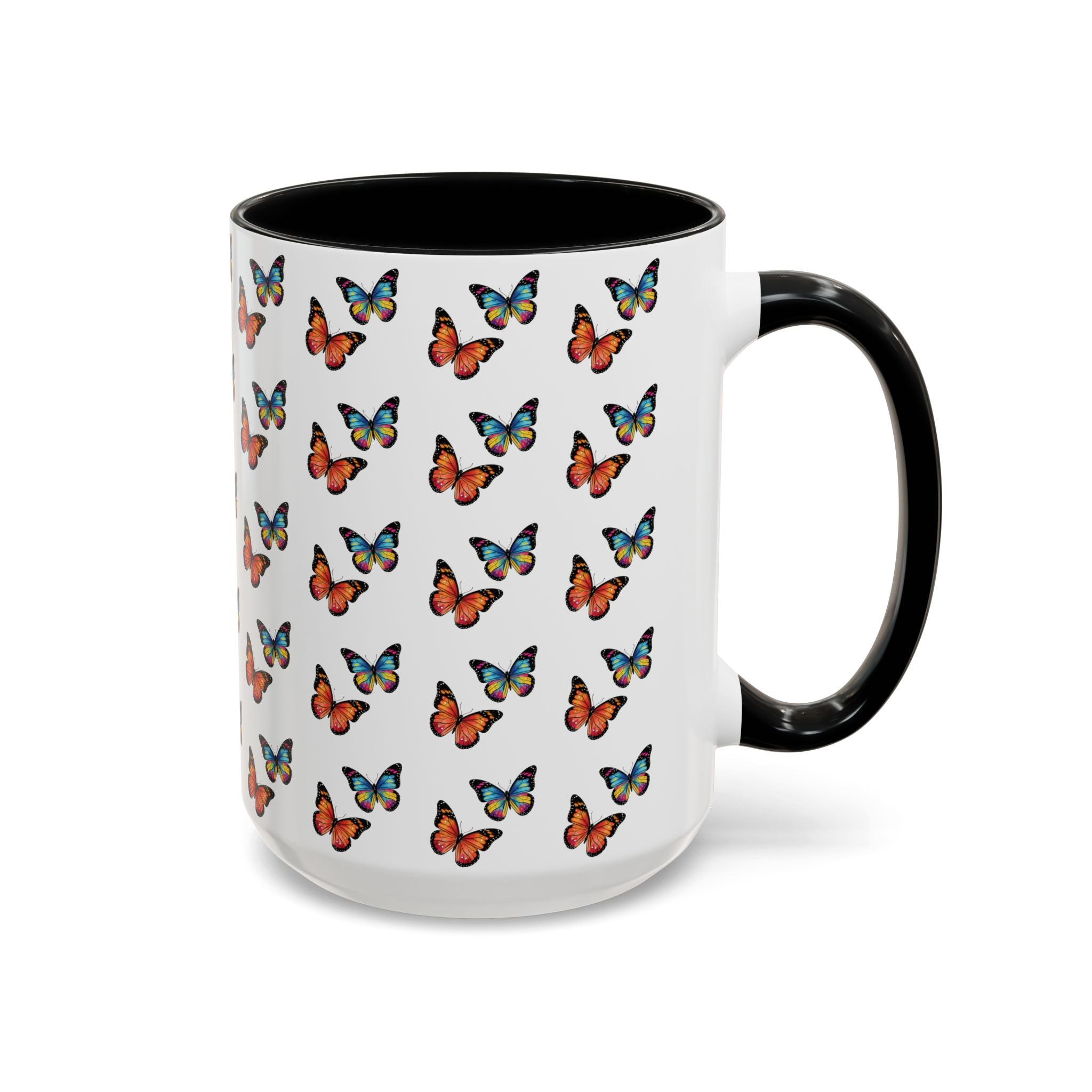 Butterfly Pattern Coffee Mug — Colorful Sunset Butterflies, 11/15oz