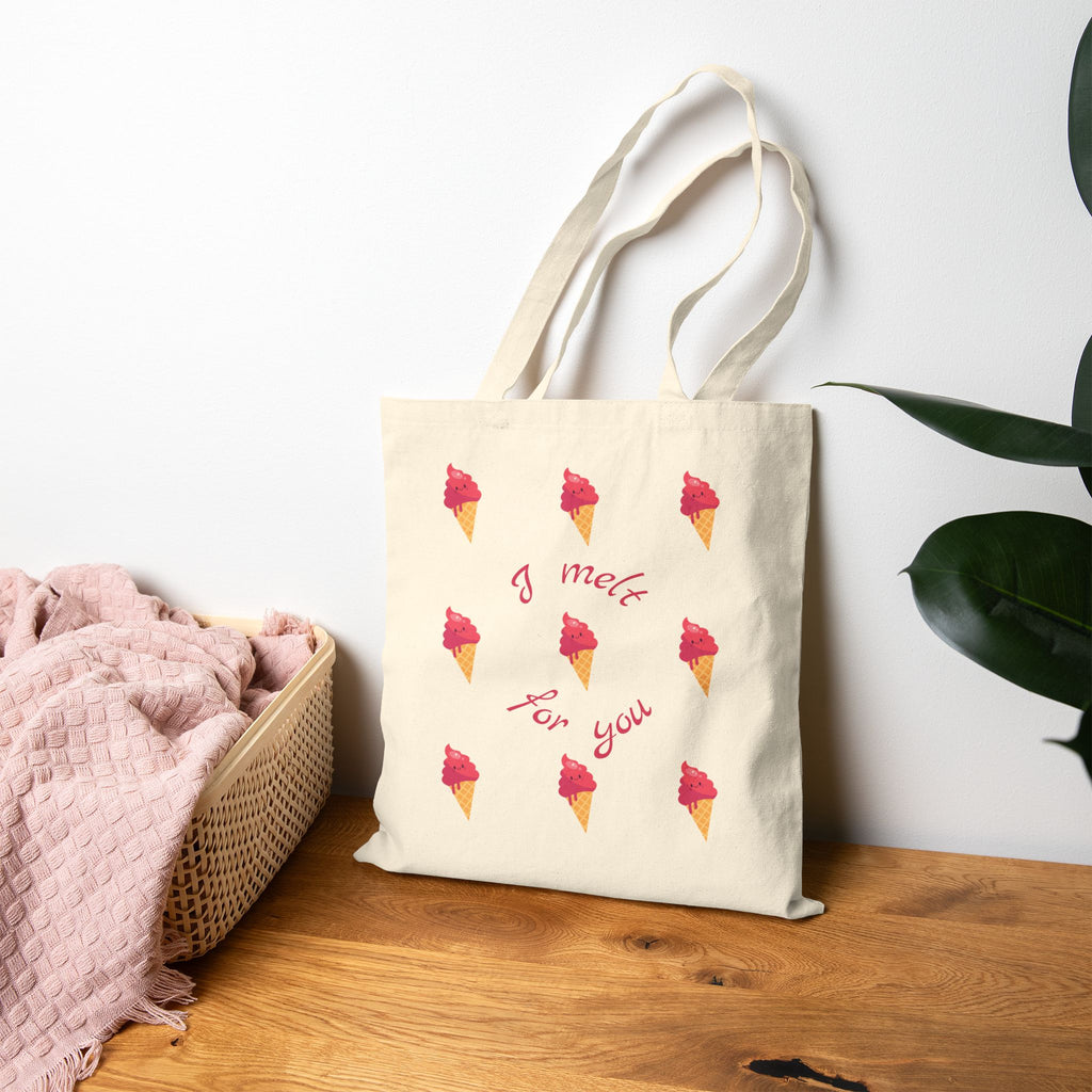 Ice Cream 'I Melt For You' Cotton Tote — Cute Summer Market Bag