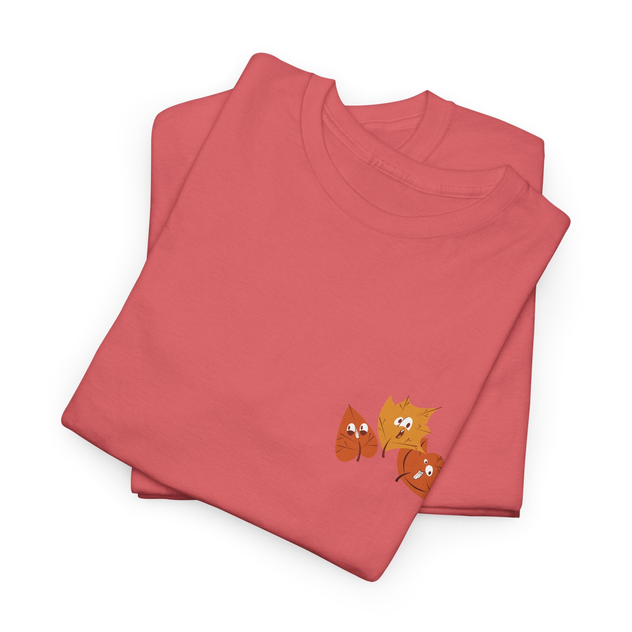 Smiley Autumn Leaves Unisex Heavy Cotton Tee