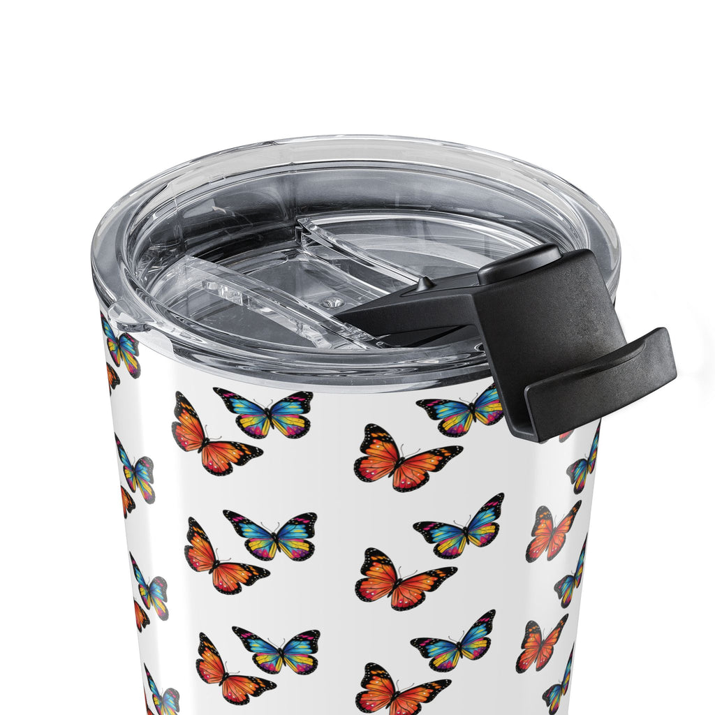 Butterfly Pattern Tumbler - Colorful Sunset Butterflies Insulated Travel Cup
