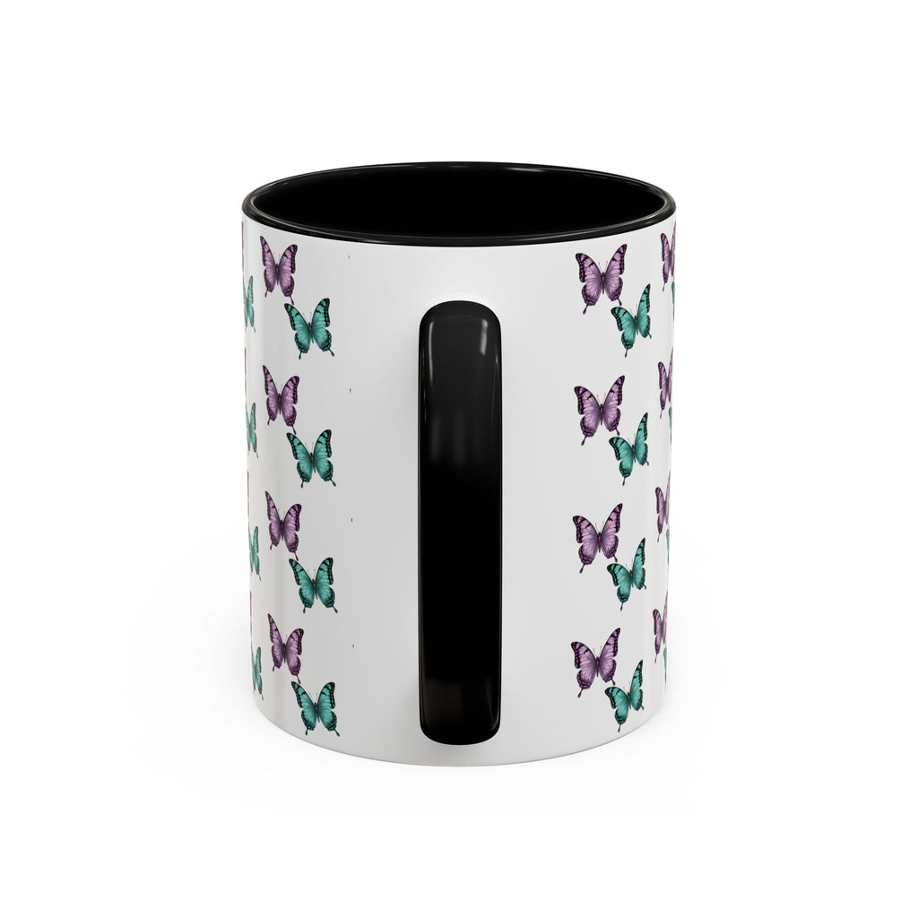 Butterfly Pattern Coffee Mug —  Purple & Turquoise Spring Ceramic Mug (11/15oz)