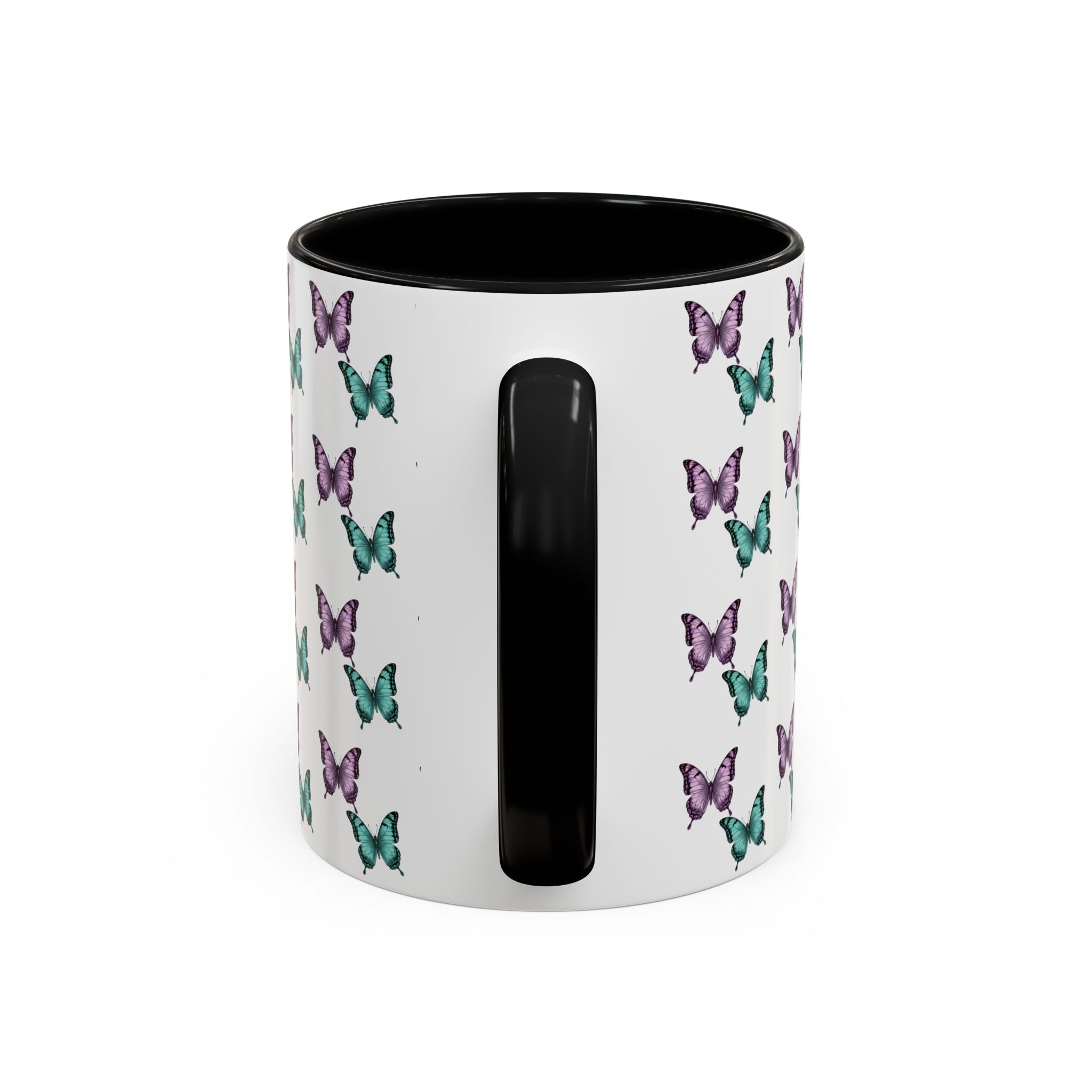 Butterfly Pattern Coffee Mug —  Purple & Turquoise Spring Ceramic Mug (11/15oz)