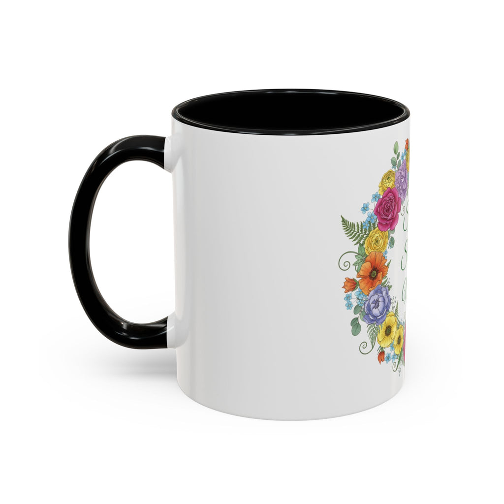''Spring State of Mind'' Coffee Mug — Floral Wreath Accent Cup 11/15oz