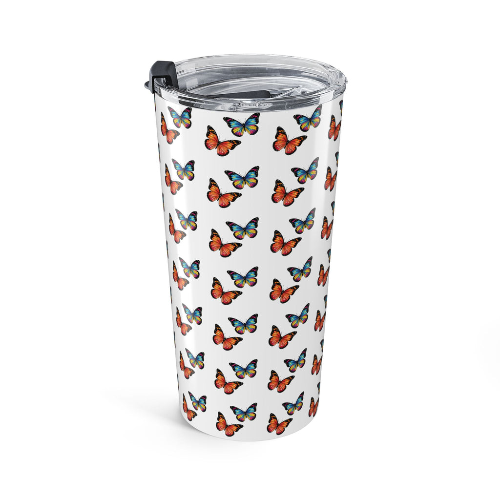 Butterfly Pattern Tumbler - Colorful Sunset Butterflies Insulated Travel Cup