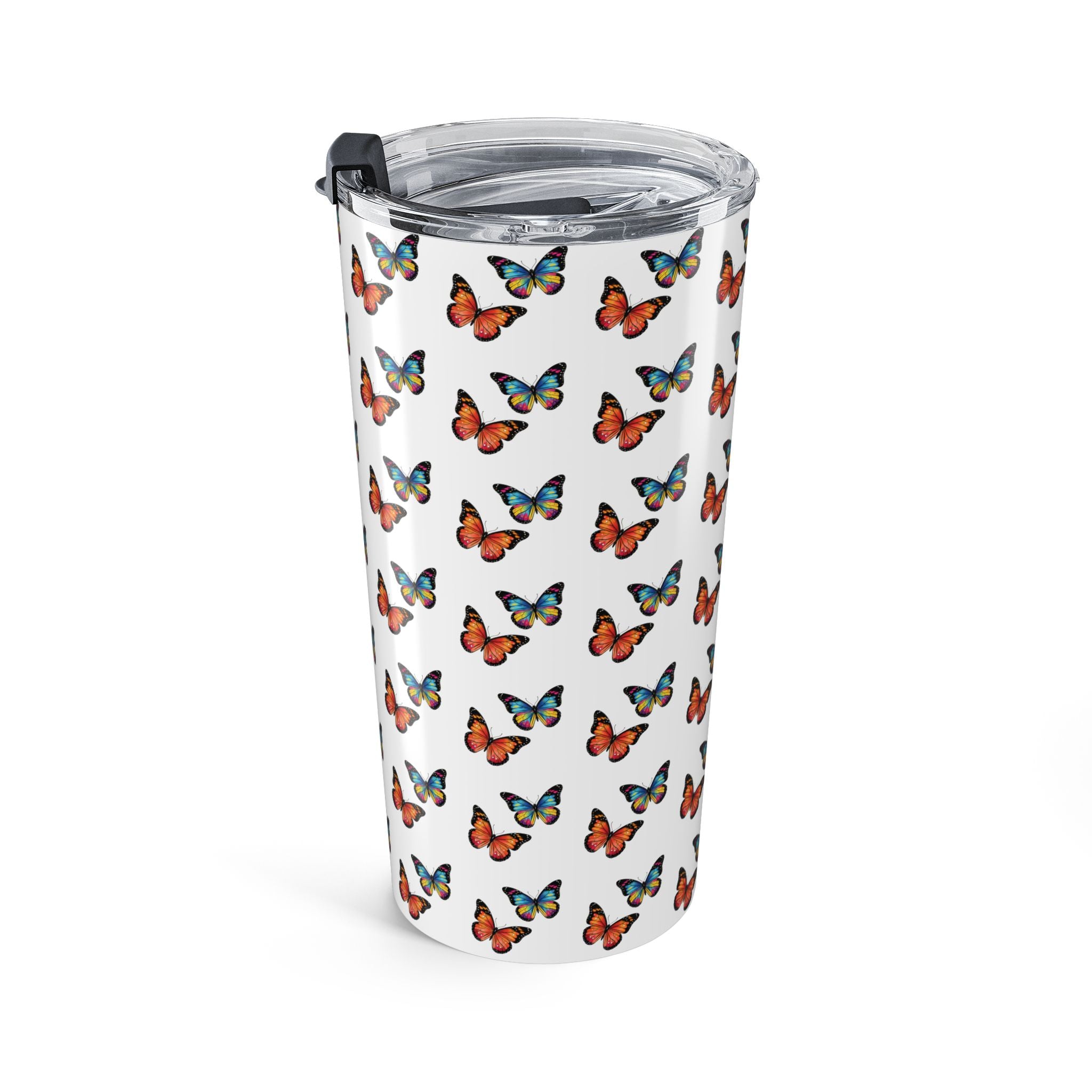 Butterfly Pattern Tumbler - Colorful Sunset Butterflies Insulated Travel Cup