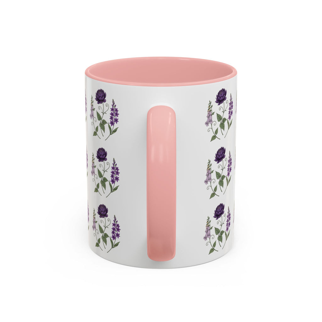 Purple Flowers Coffee Mug — Vintage Floral Cup — 11/15oz