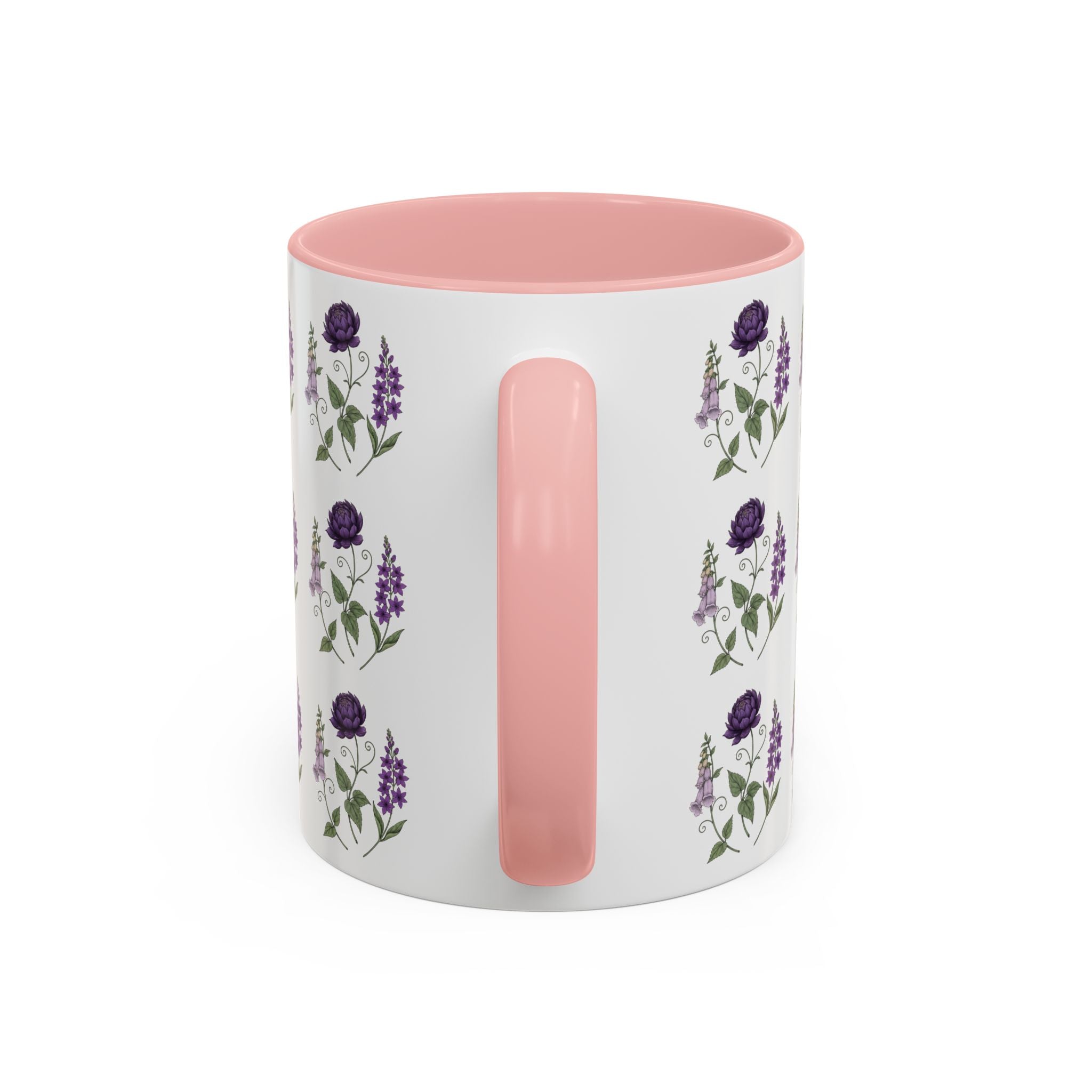 Purple Flowers Coffee Mug — Vintage Floral Cup — 11/15oz