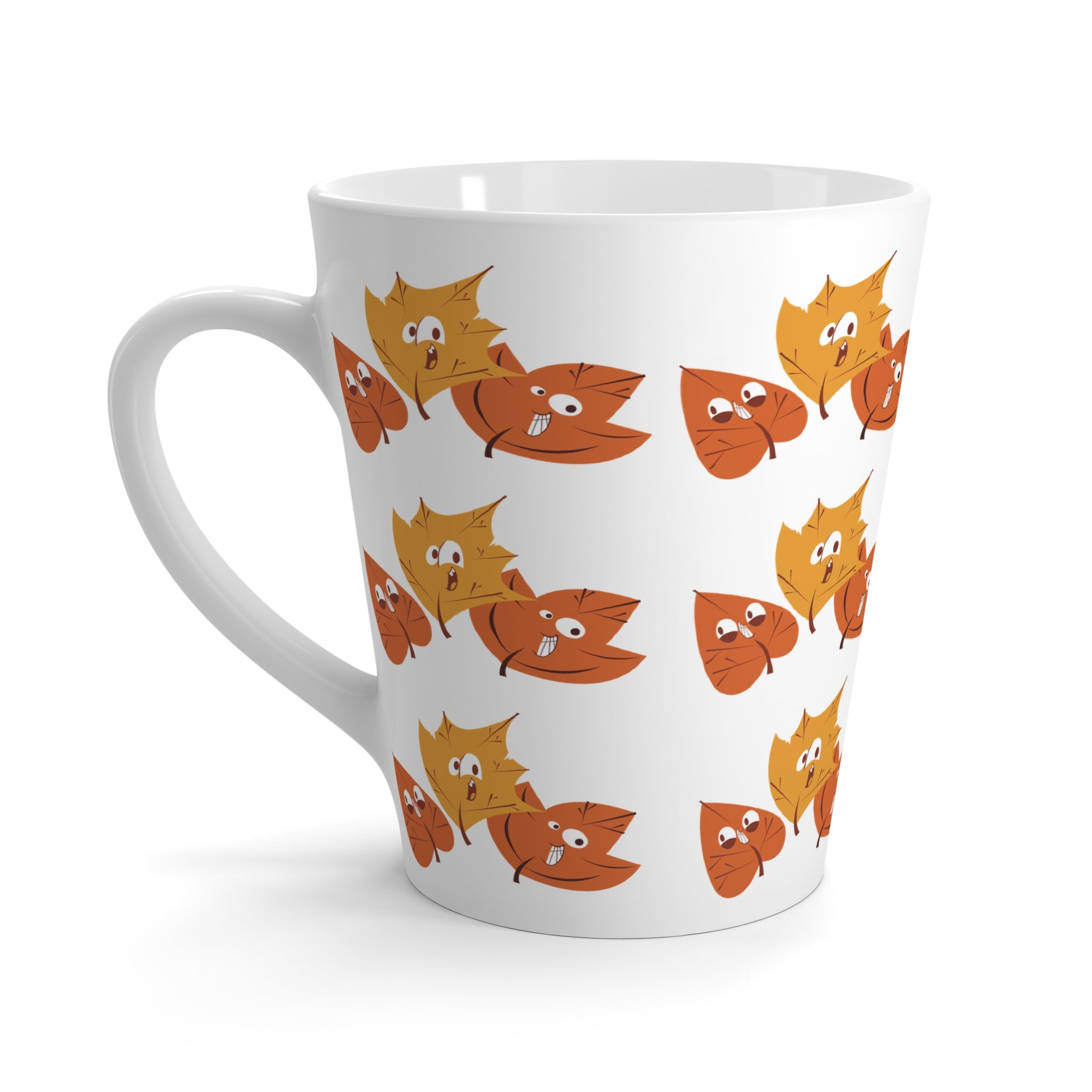 Smiley Autumn Leaves Latte Mug