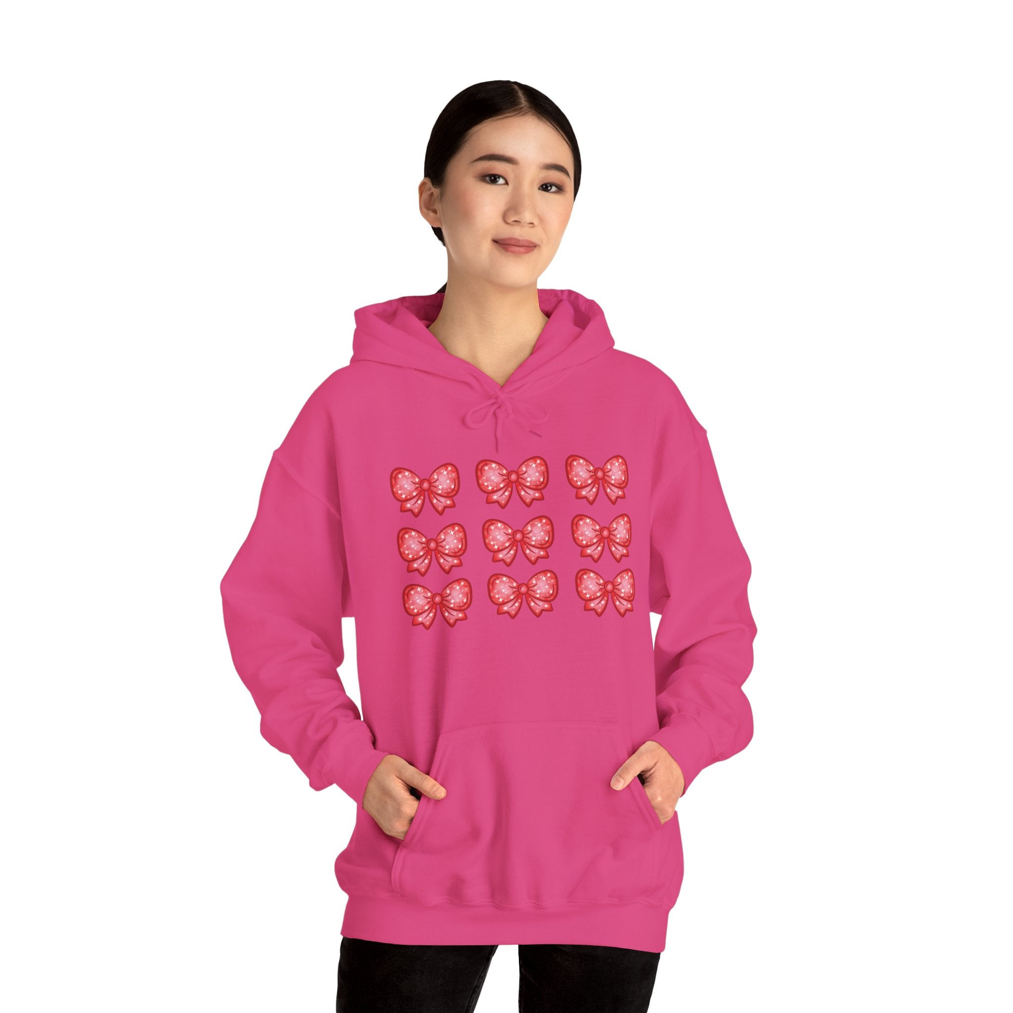 Glittery Red Bow Pattern Hoodie